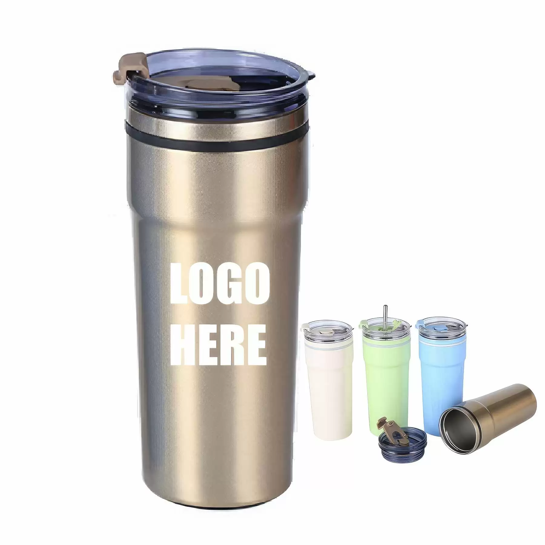 Custom 18 oz Stainless Steel Travel Coffee Mug With Straw