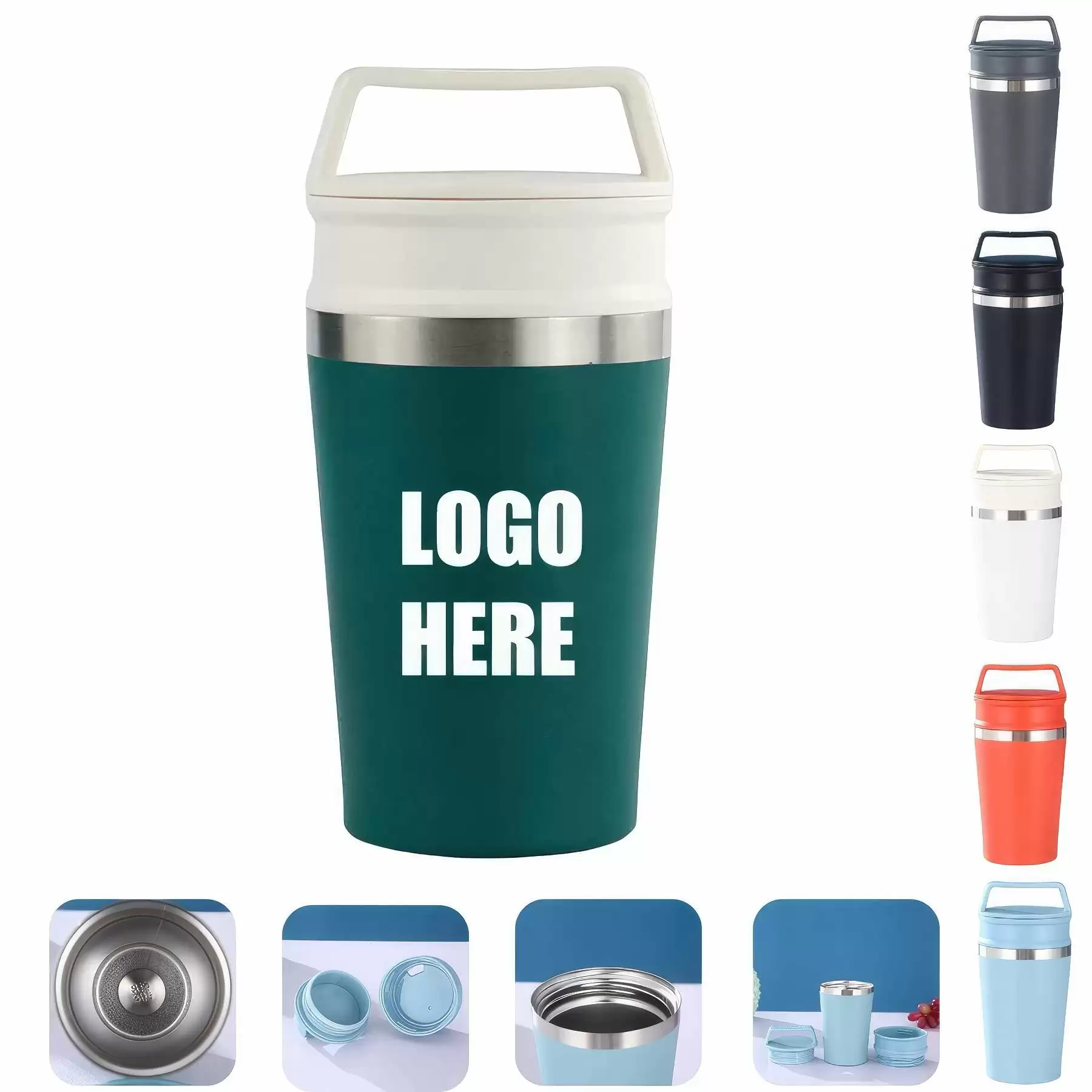 Custom 12 oz Stainless Steel Travel Mug With Handle