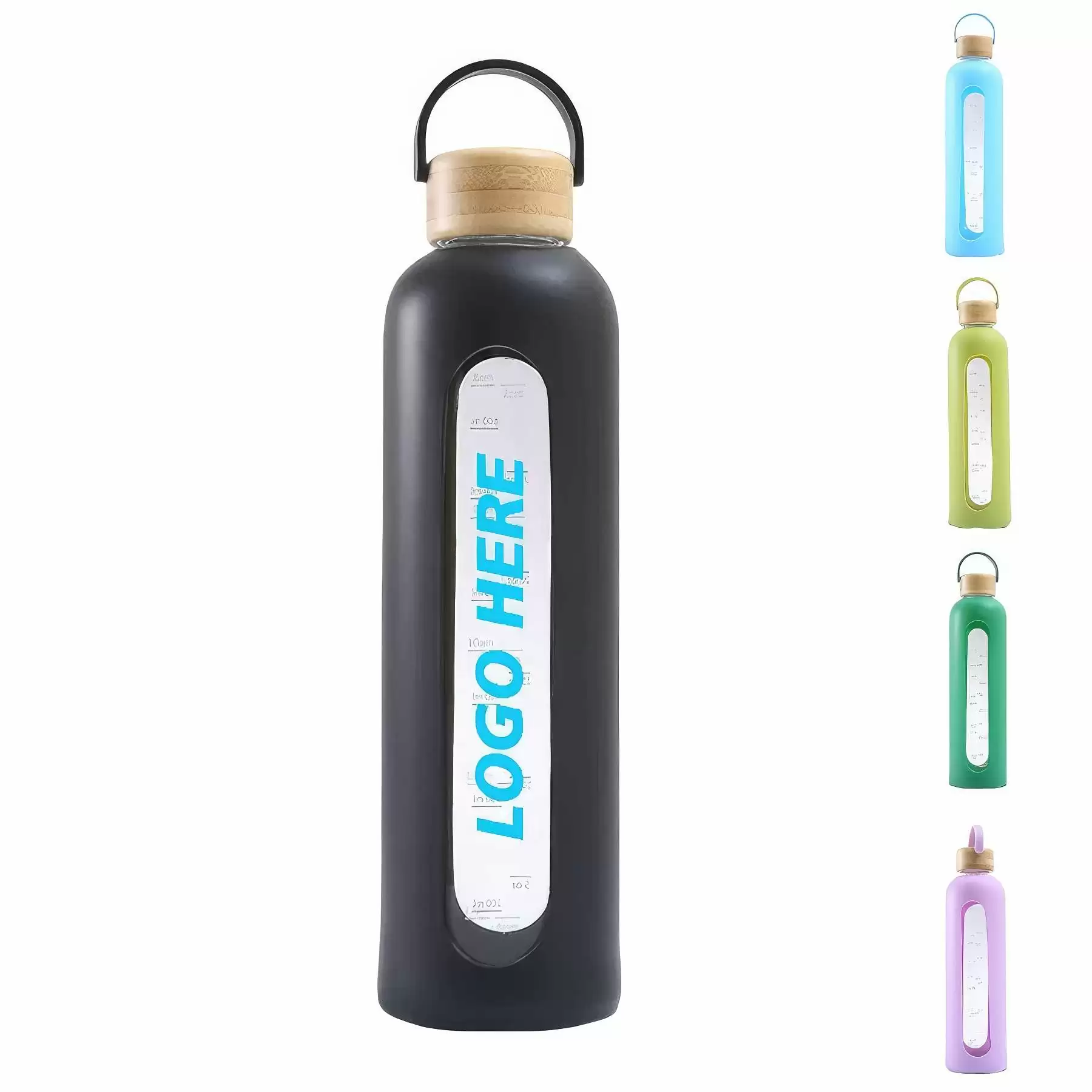 Custom 34 oz Glass Water Bottle with Time Marker