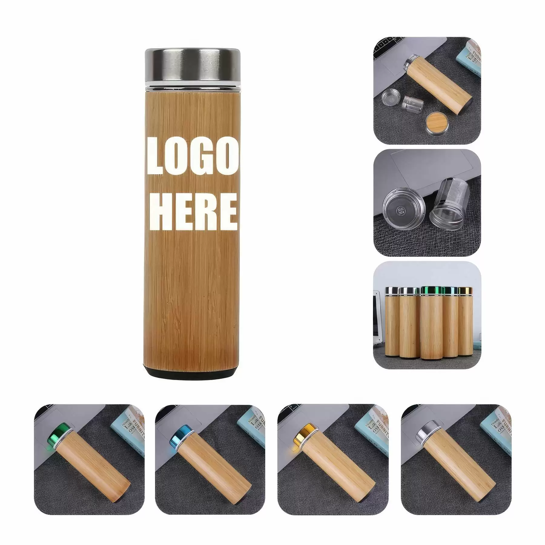 19 oz Custom Bamboo Tea Tumbler with Infuser & Strainer