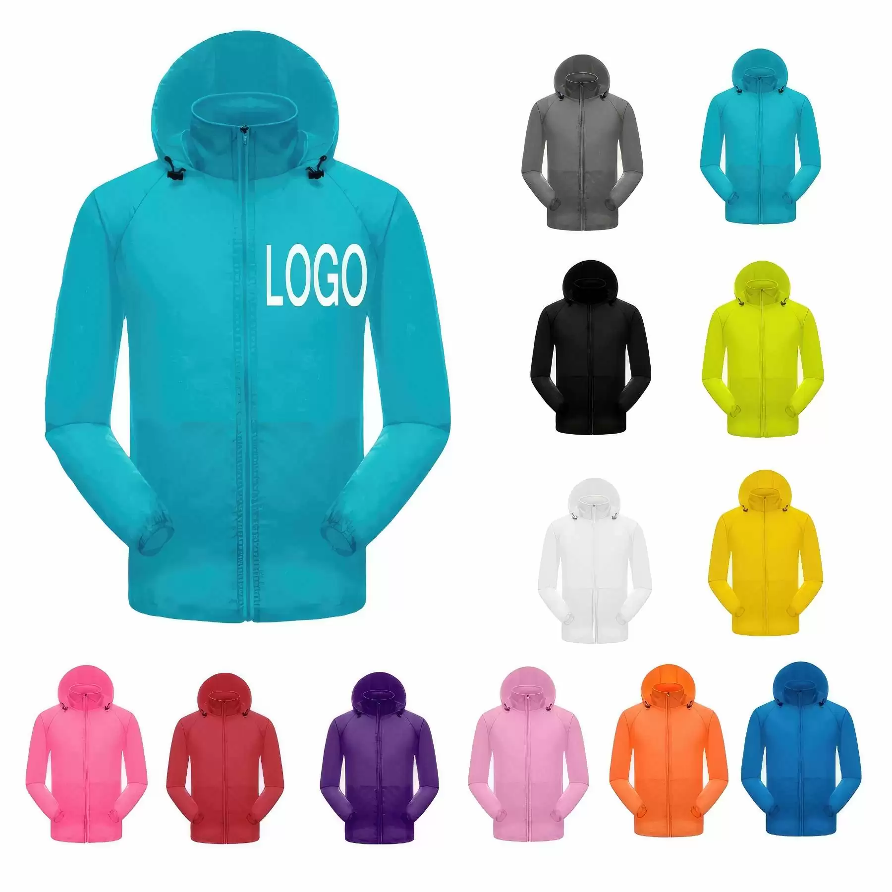 Custom Lightweight UV Protection Full-Zip Hoodie Jacket