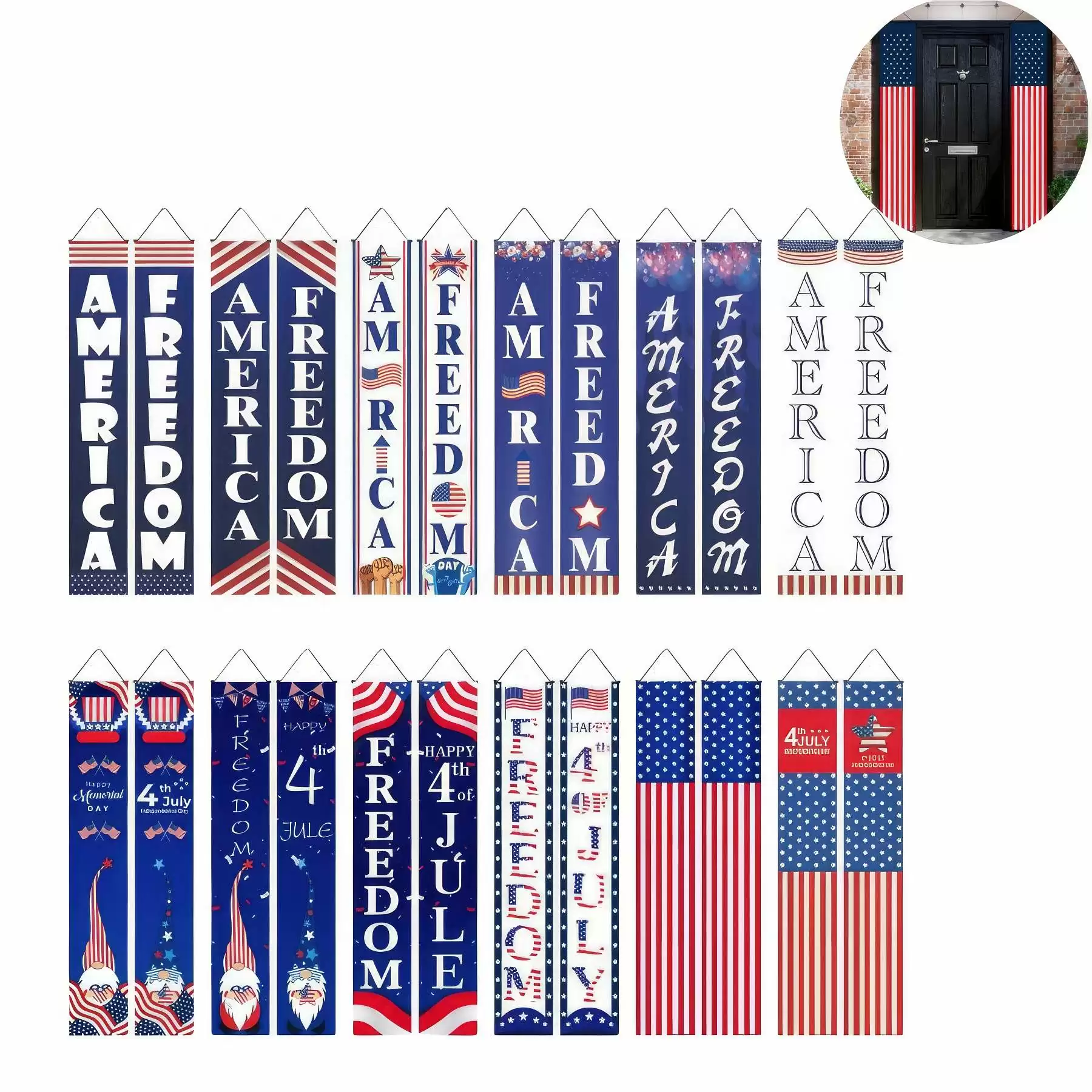 4th of July Porch Signs, Independence Day Door Banners