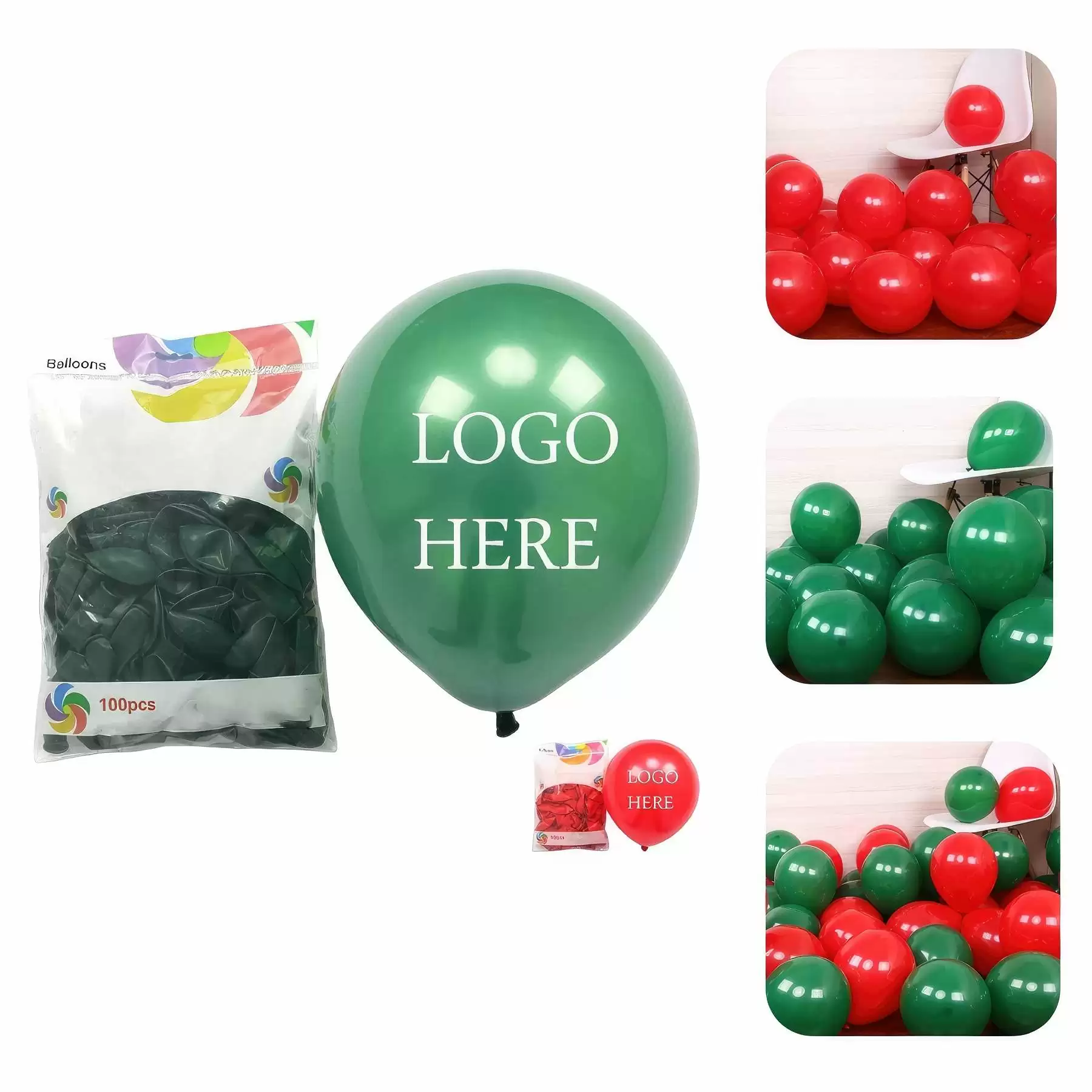 Custom Christmas Party 10" Latex Balloon - 100pcs Set