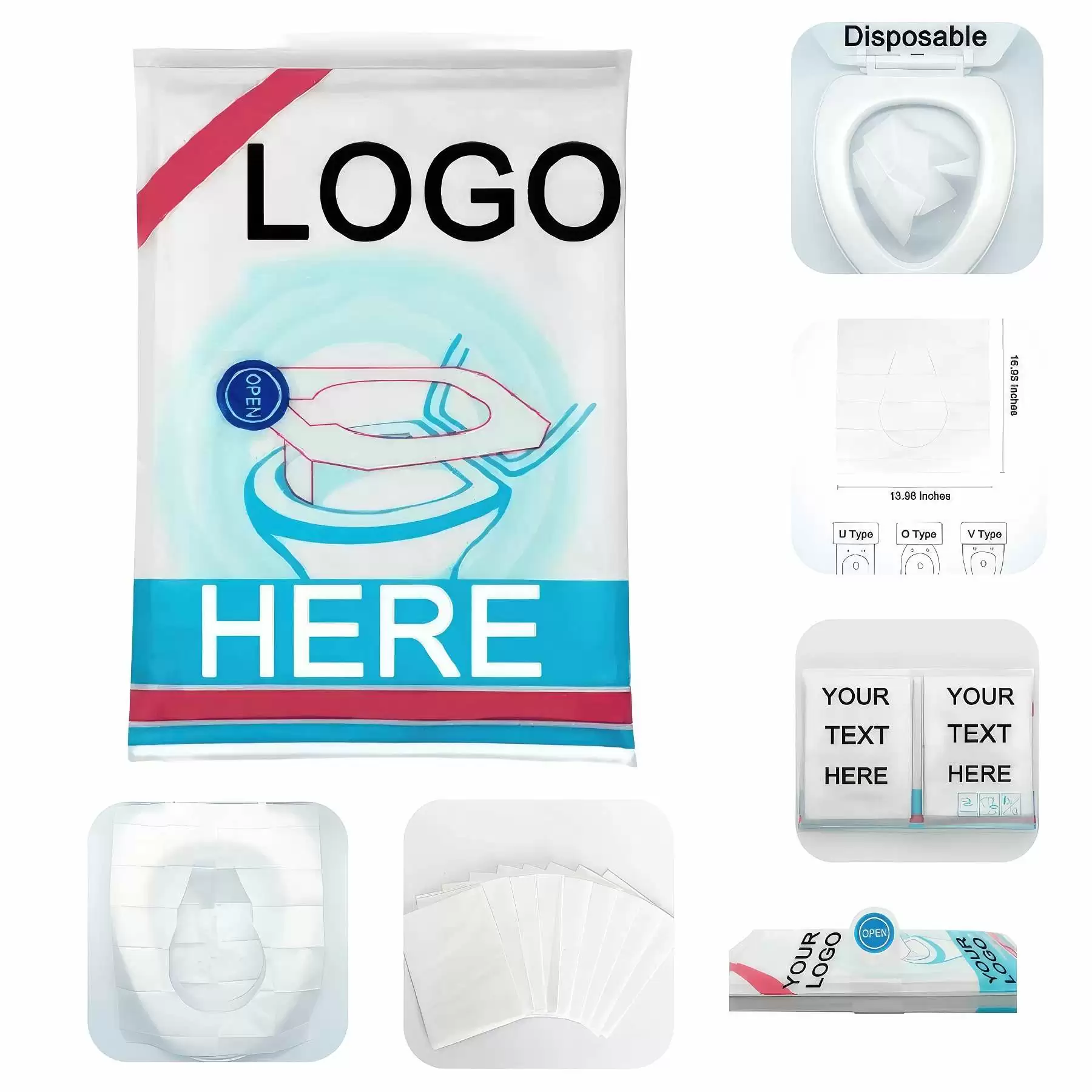 Custom Gift Disposable Travel Toilet Seat Cover - 10 Pcs Bag