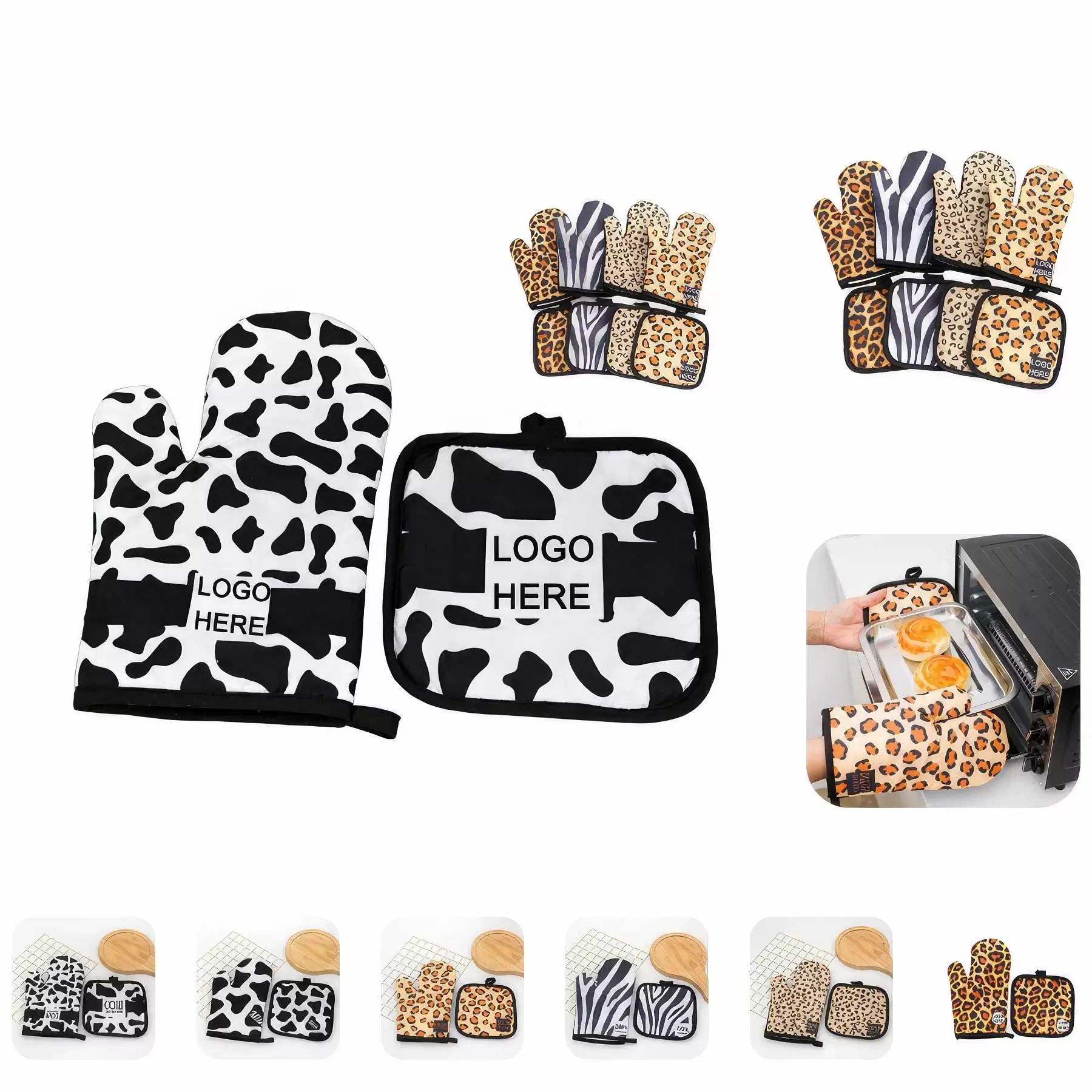 Custom Gift Baking Oven Mitt & Pot Holder 2pcs Pastry Set