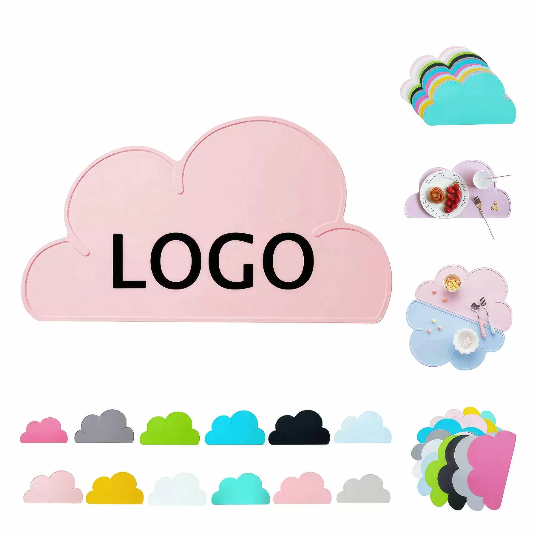 Custom Silicone Baby Food Placemat & Kids Cloud Table Mat