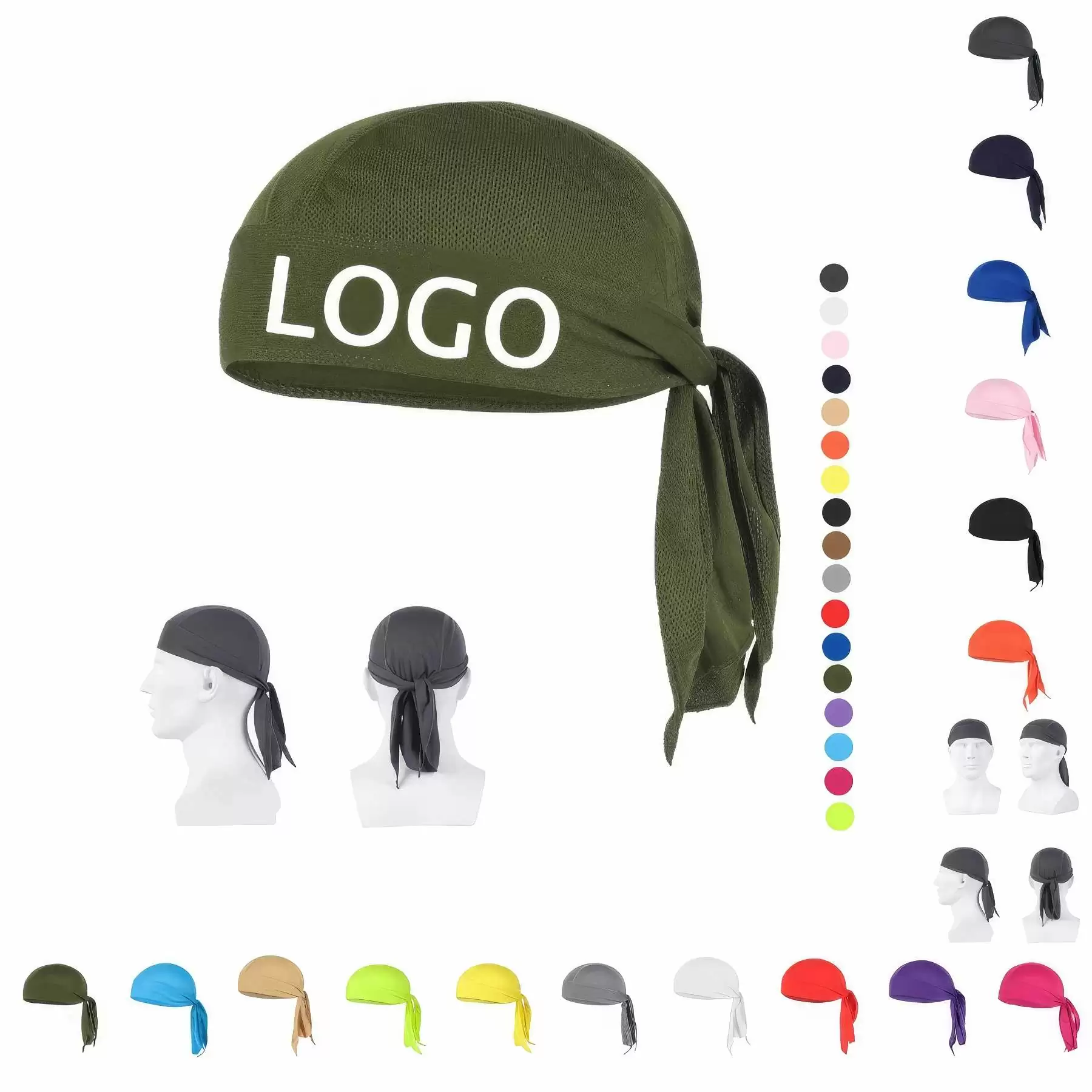 Motorcycle Head Wrap Beanie & Cooling Doo Rag Skull Cap