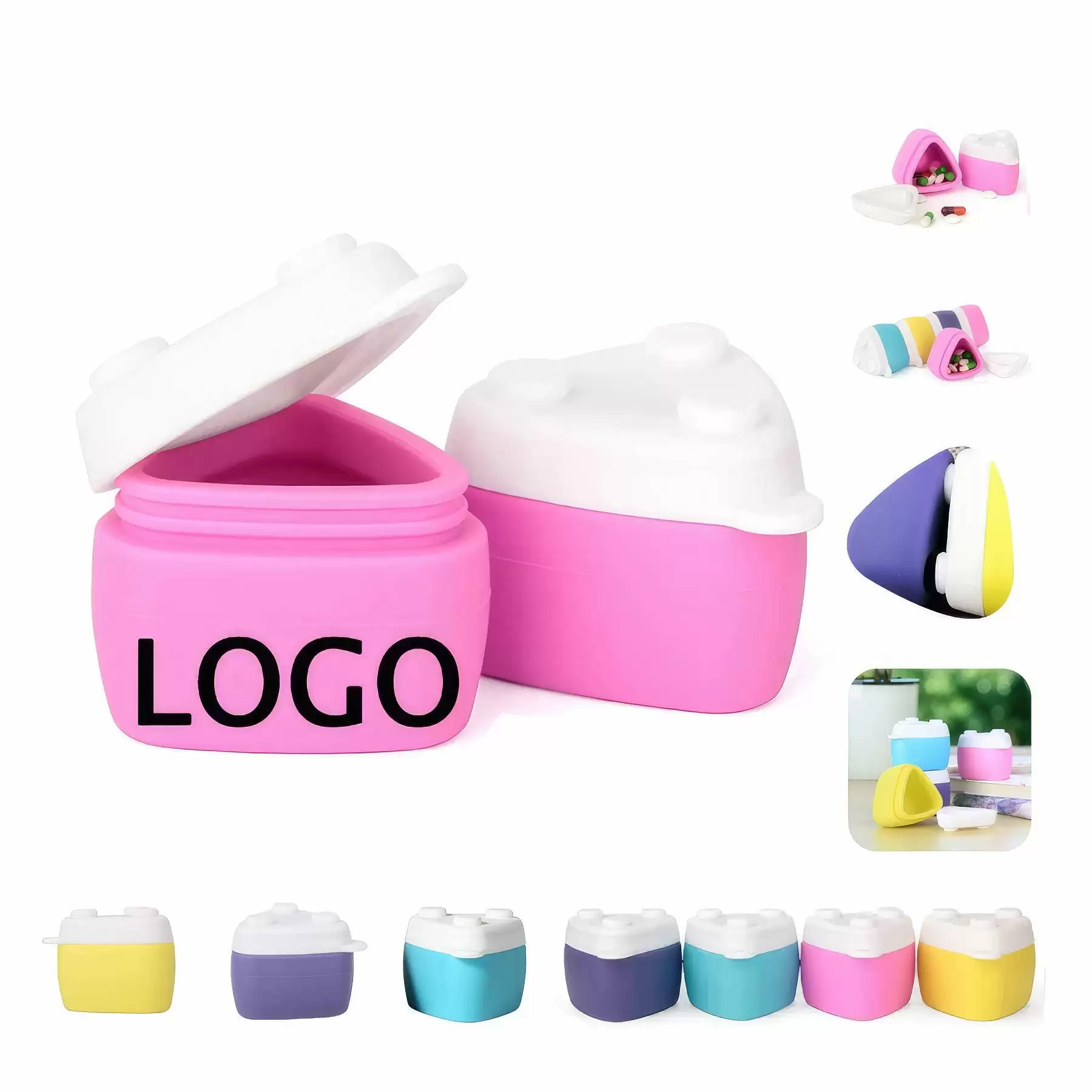 Silicone Travel Pill Organizer Jar & Jewelry Container