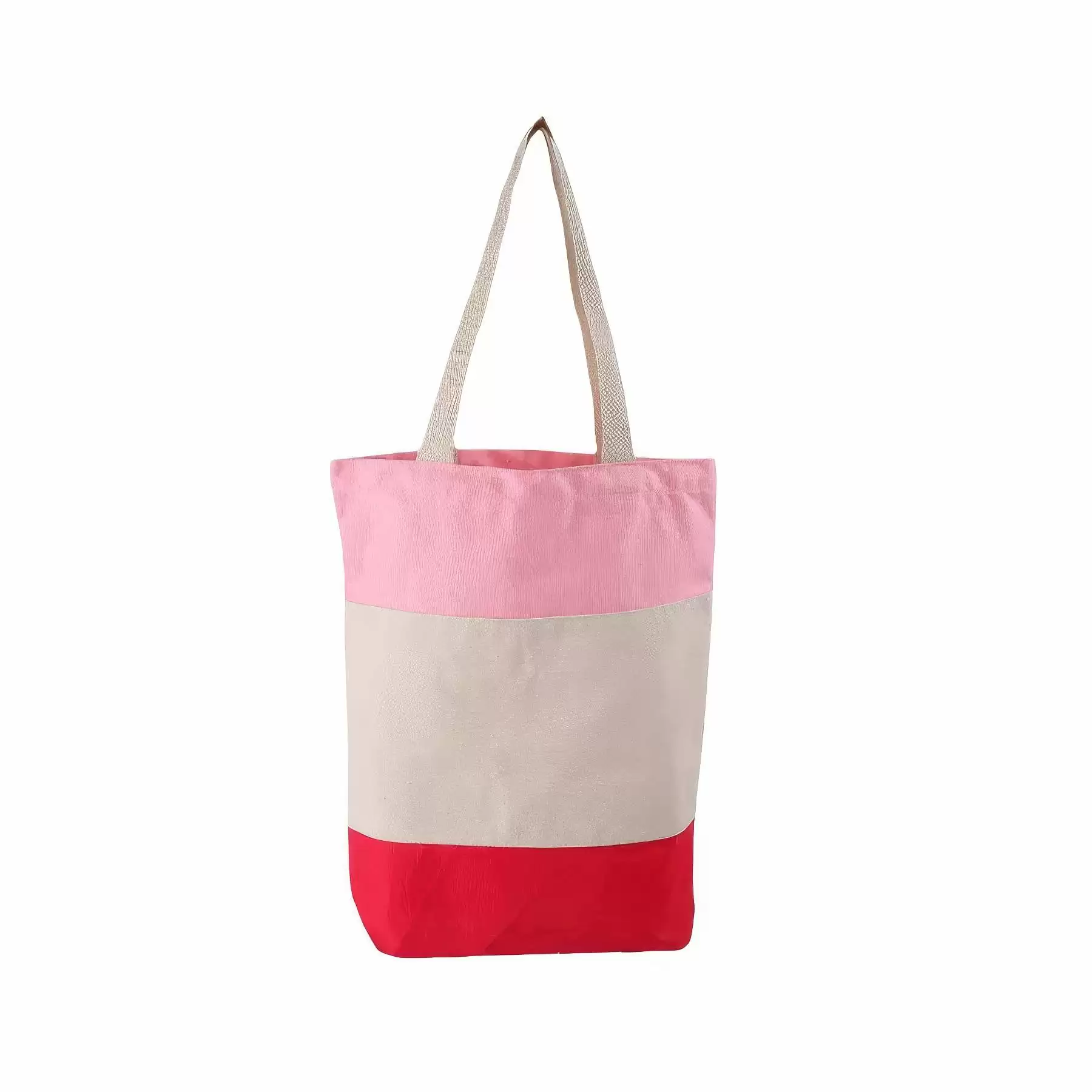 Custom Color-Blocking Canvas Shopping Handbag & Tote Bag - Image 2