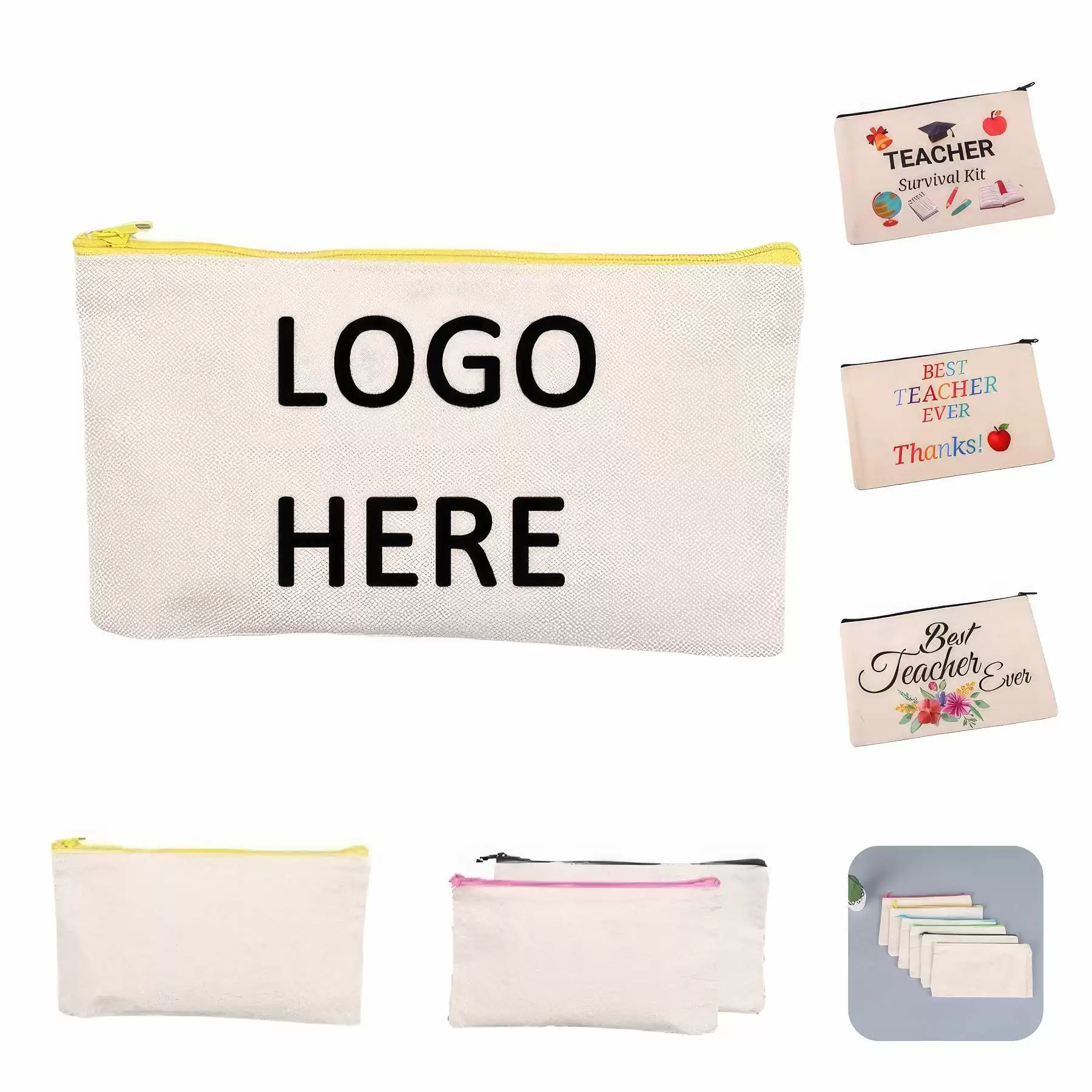 Custom Canvas Pencil Pouch & Makeup Cosmetic Toiletry Bag