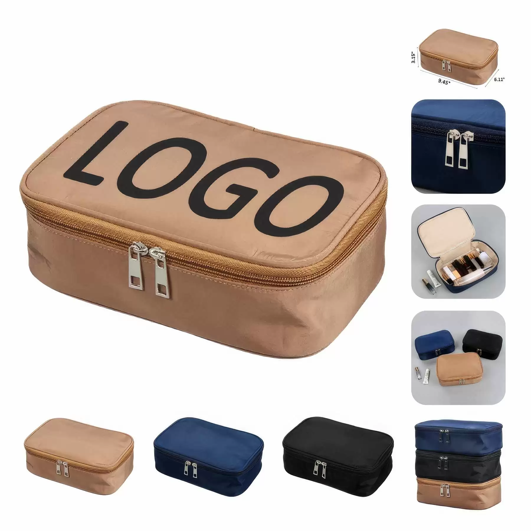 Custom Travel Makeup Organizer Pouch & Cosmetic Toiletry Bag