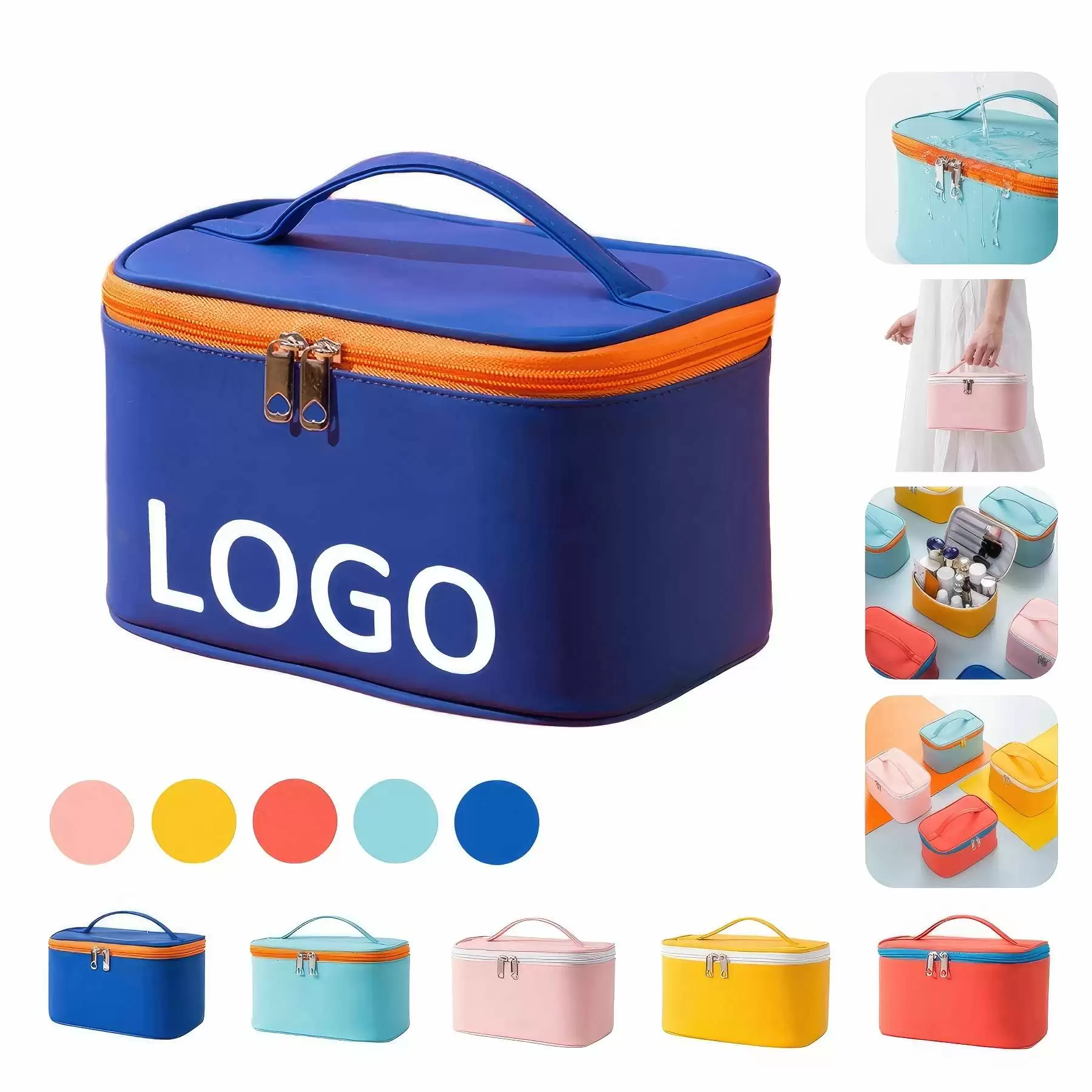 PU Travel Makeup Organizer Box & Cosmetic Toiletry Bag