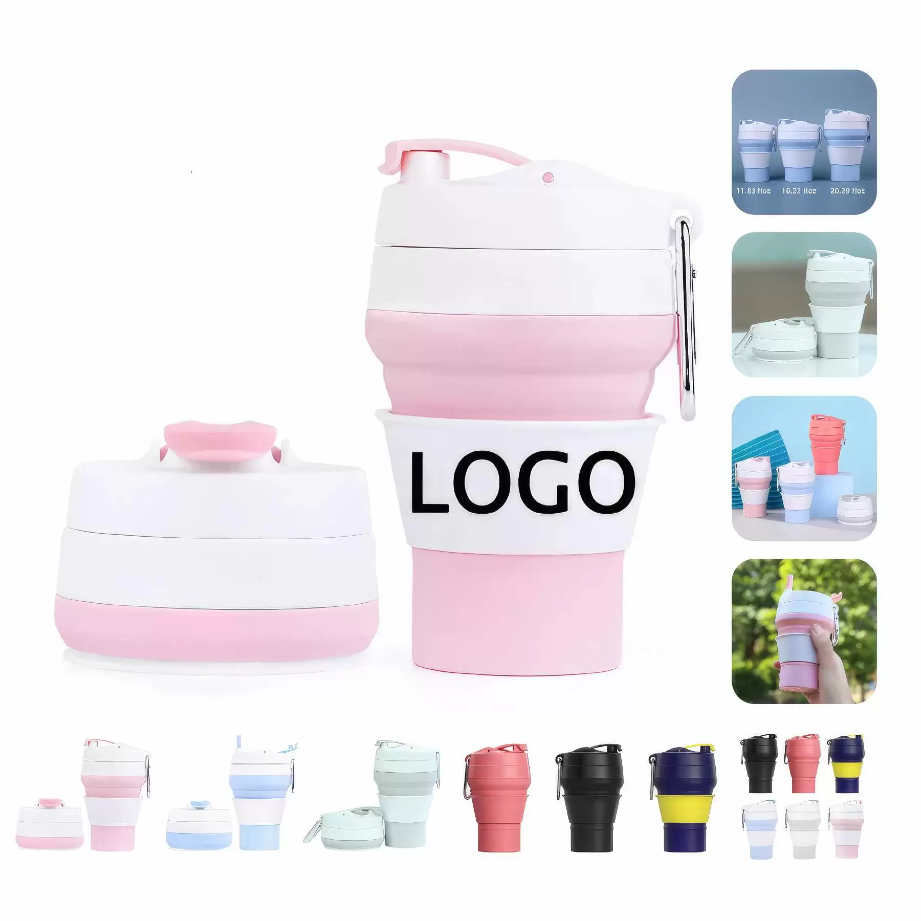 Silicone Foldable Travel Coffee Cup & Reusable To-Go Bottle 12 floz