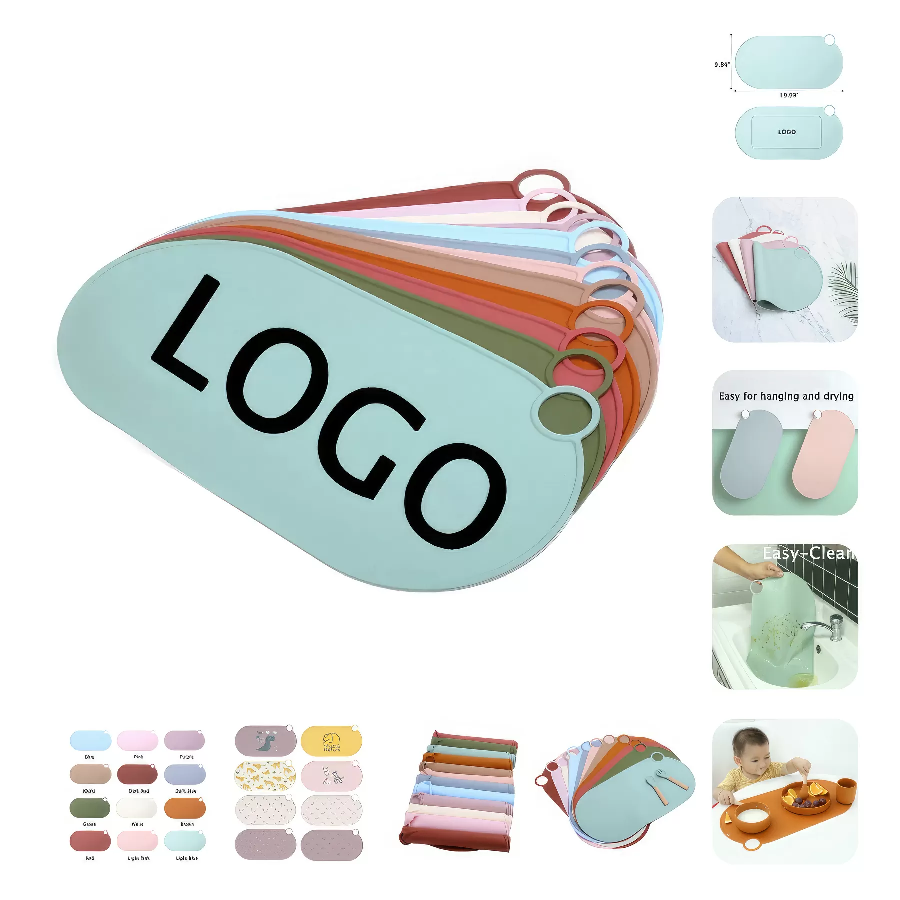 Custom Silicone Baby Food Placemat & Kids Toddler Table Mat