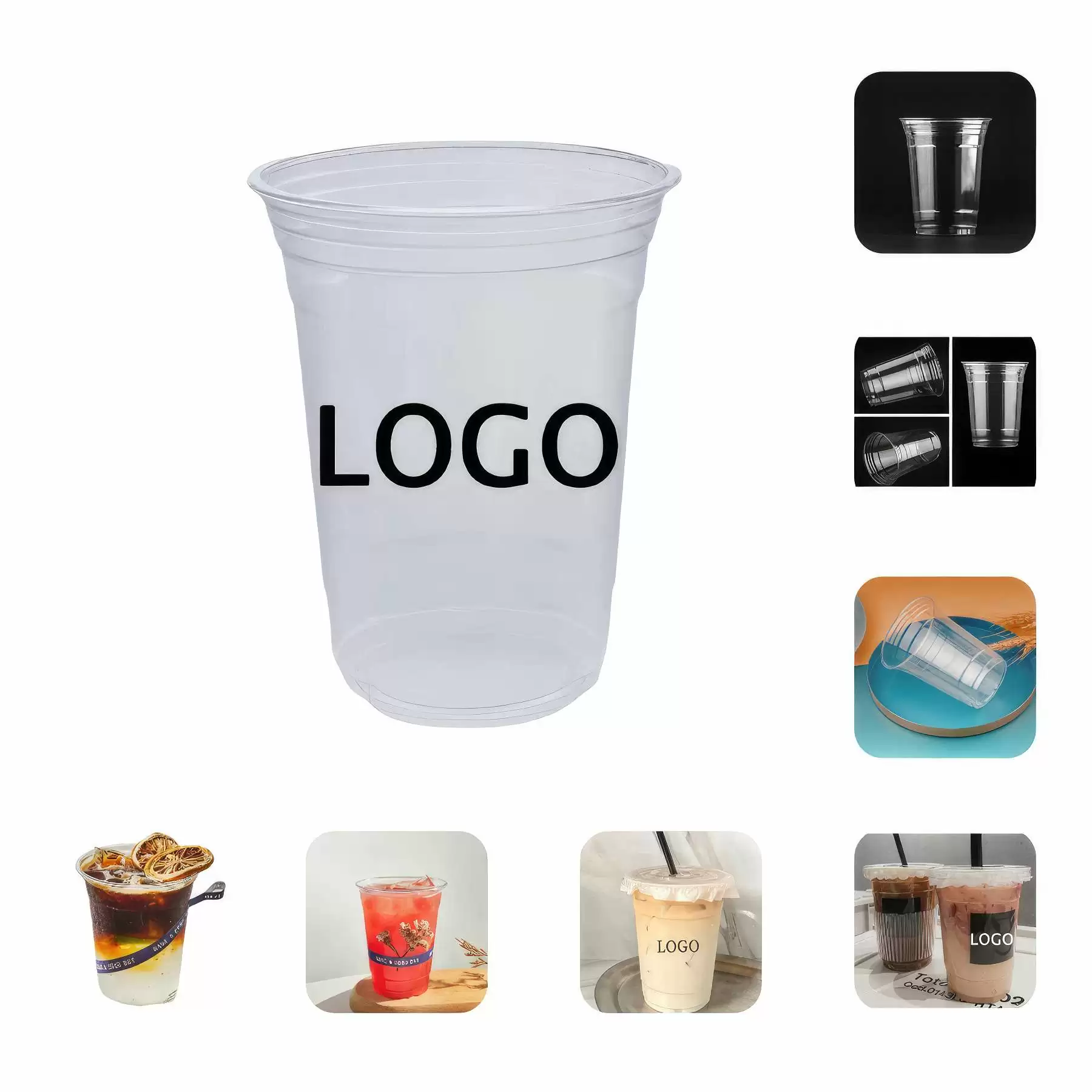 16 oz. Transparent Clear PET Plastic Disposable Cold Cup Normal