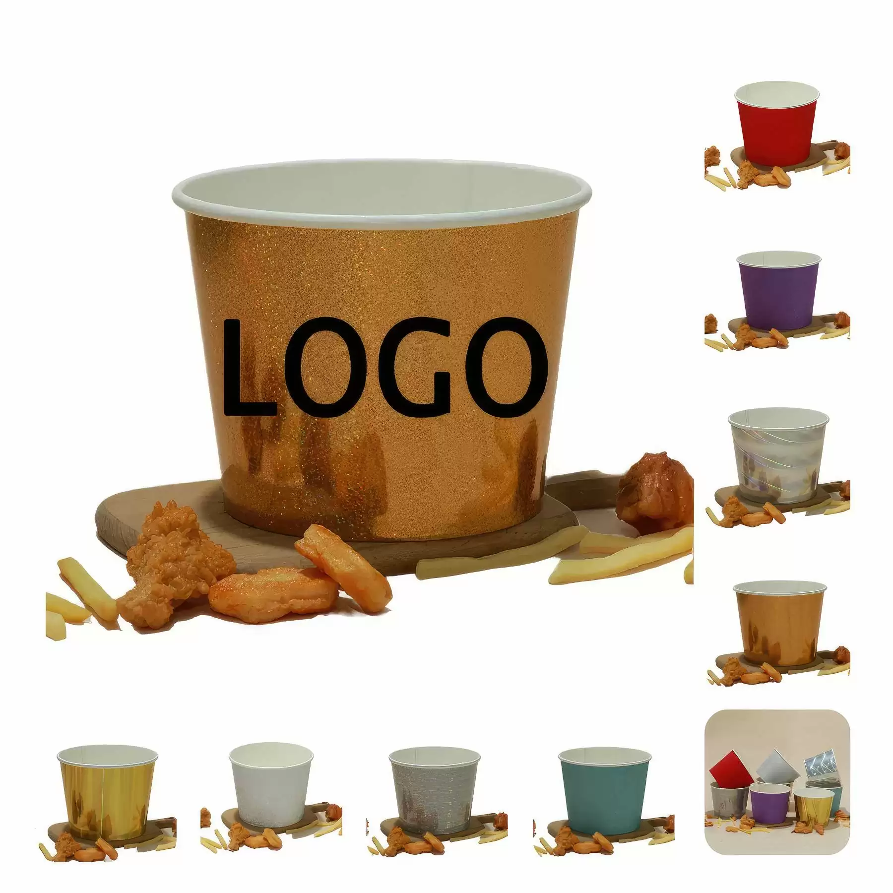 Custom 85/150 oz Chicken Popcorn Snack Food Paper Bucket 150 oz