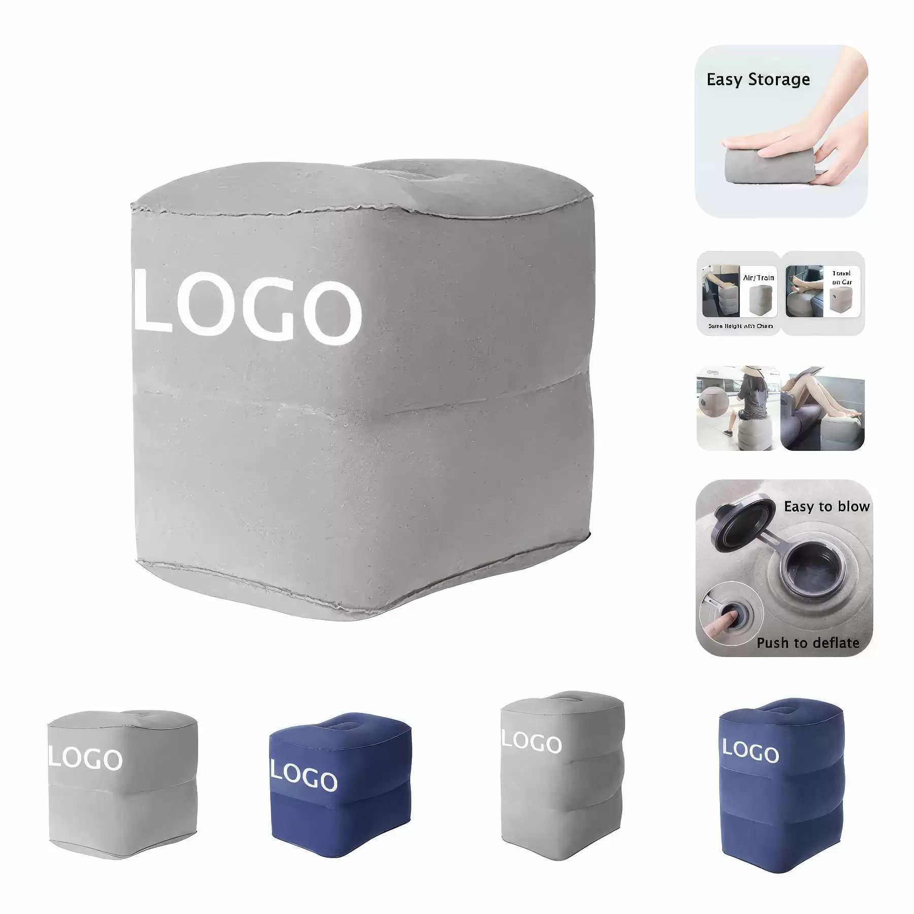 Inflatable Travel Foot Rest Pillow & Kids Airplane Bed 3 layer