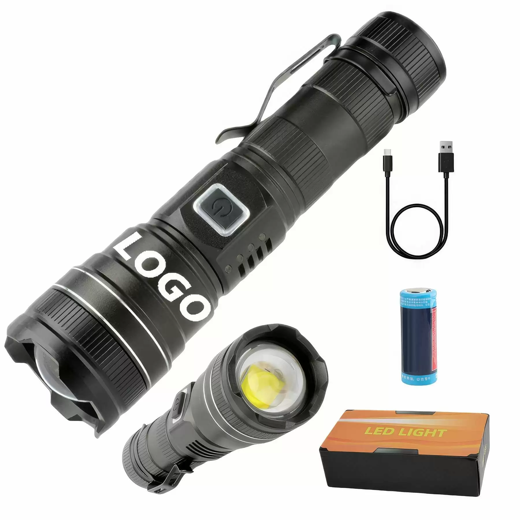 Custom Rechargeable Zoomable Flashlights