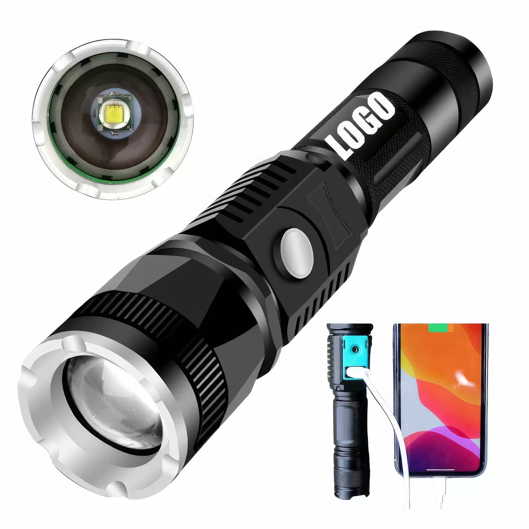 Custom Rechargeable Zoomable Flashlights