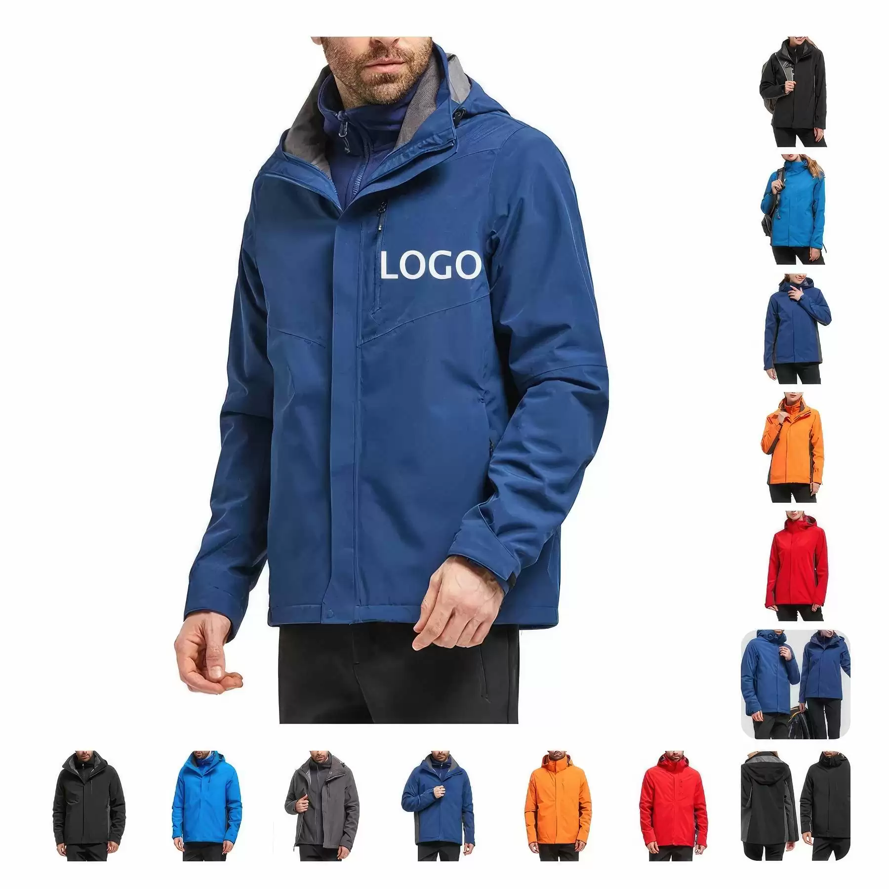 Waterproof Detachable 2-layer Hiking Jacket & Outdoor Coat Imprint Method: Embroidered