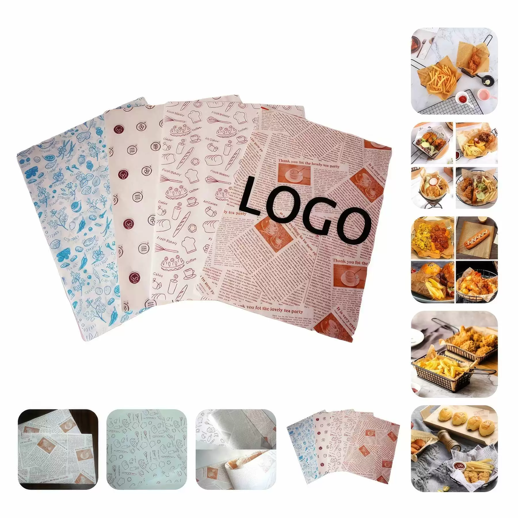 Custom Snack Deli Hamburger Wrap Paper for Restaurant Picnic