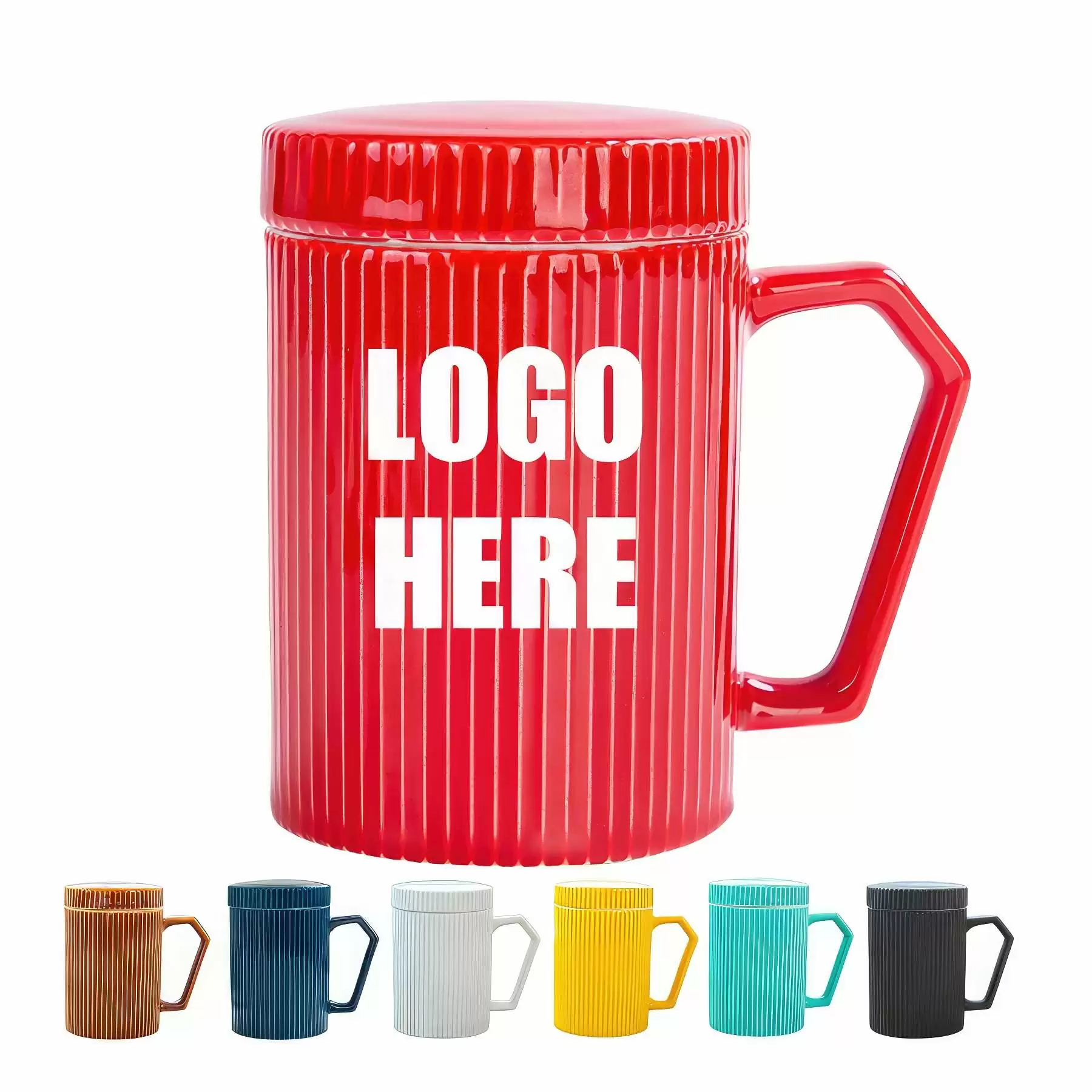 Custom 12 Oz Creative Striped Ceramic Mug