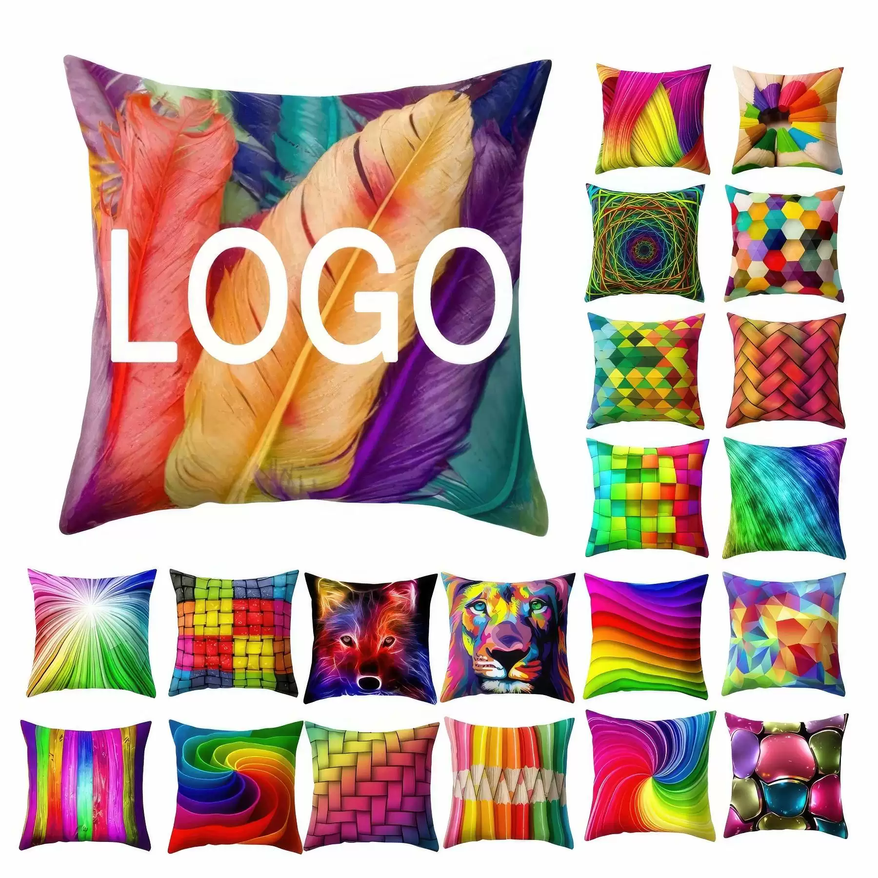 Custom Colorful Printing Pillowcases & Home Sofa Decoration
