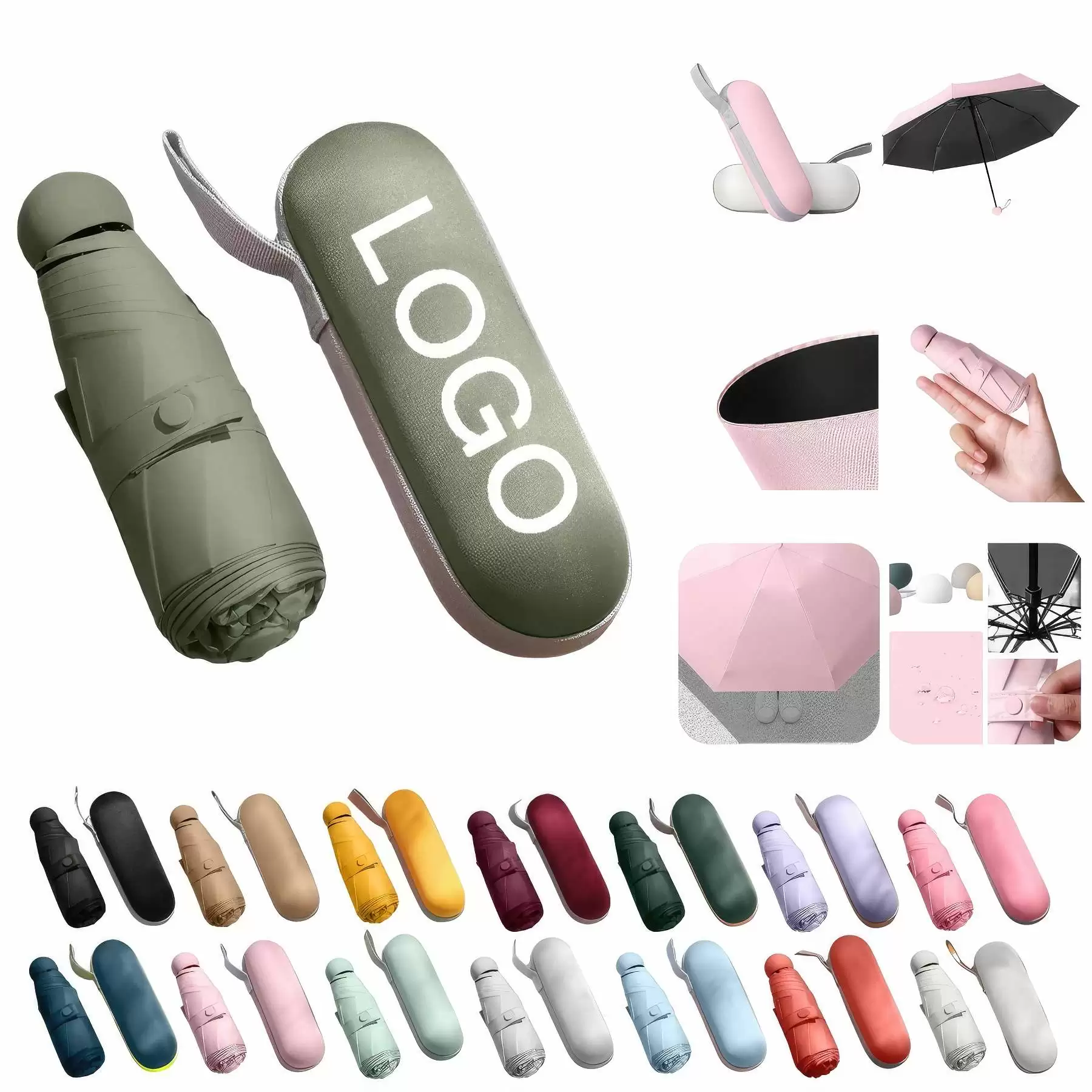 Custom Portable Mini Sunproof Travel Umbrella with Soft Case