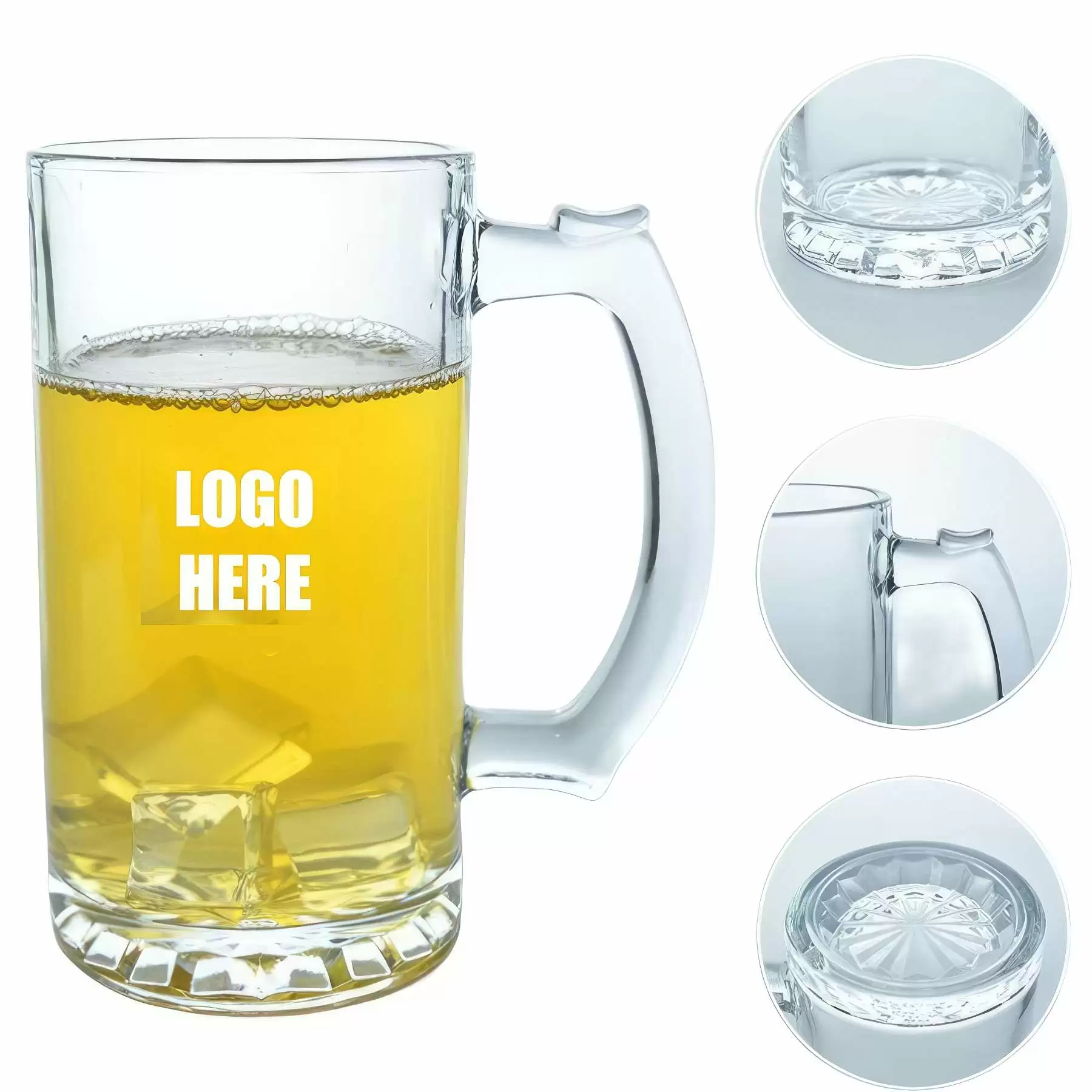 Custom 16 oz Beer Glass Mugs With Handle