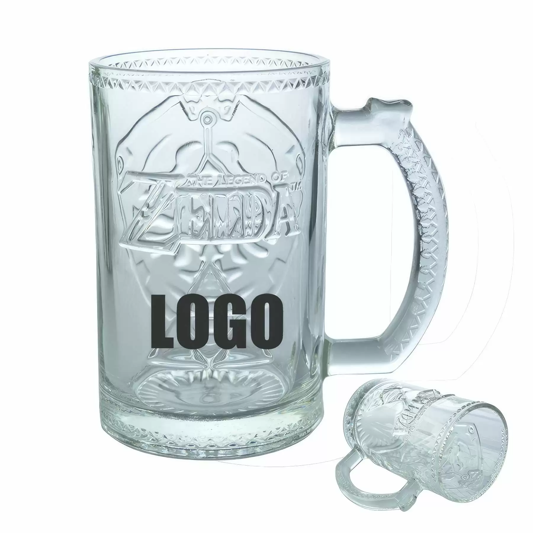 Custom 23 oz Embossed Beer Glass Mugs With Handle