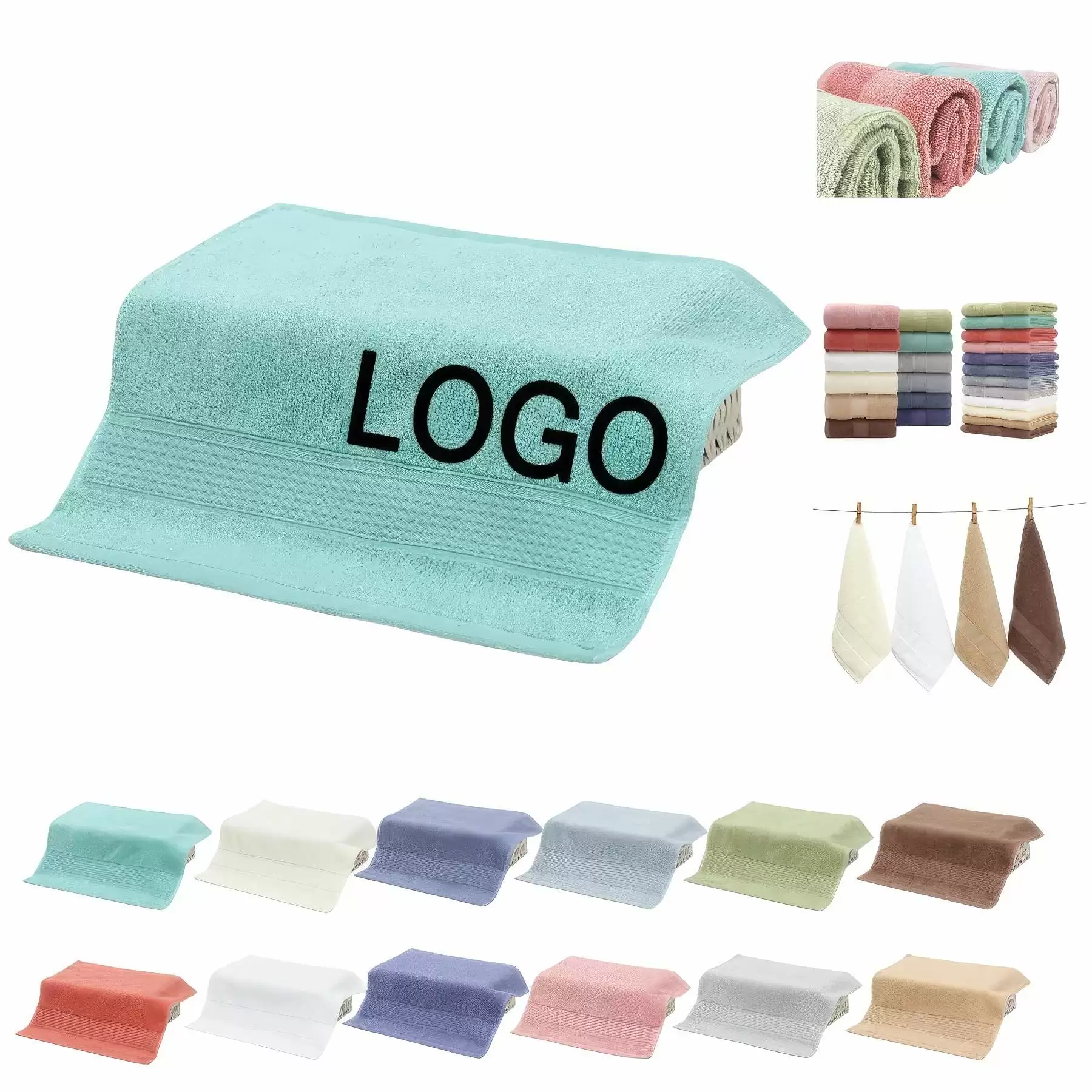 Custom Gift Soft 100% Cotton Square Hand & Face Towel