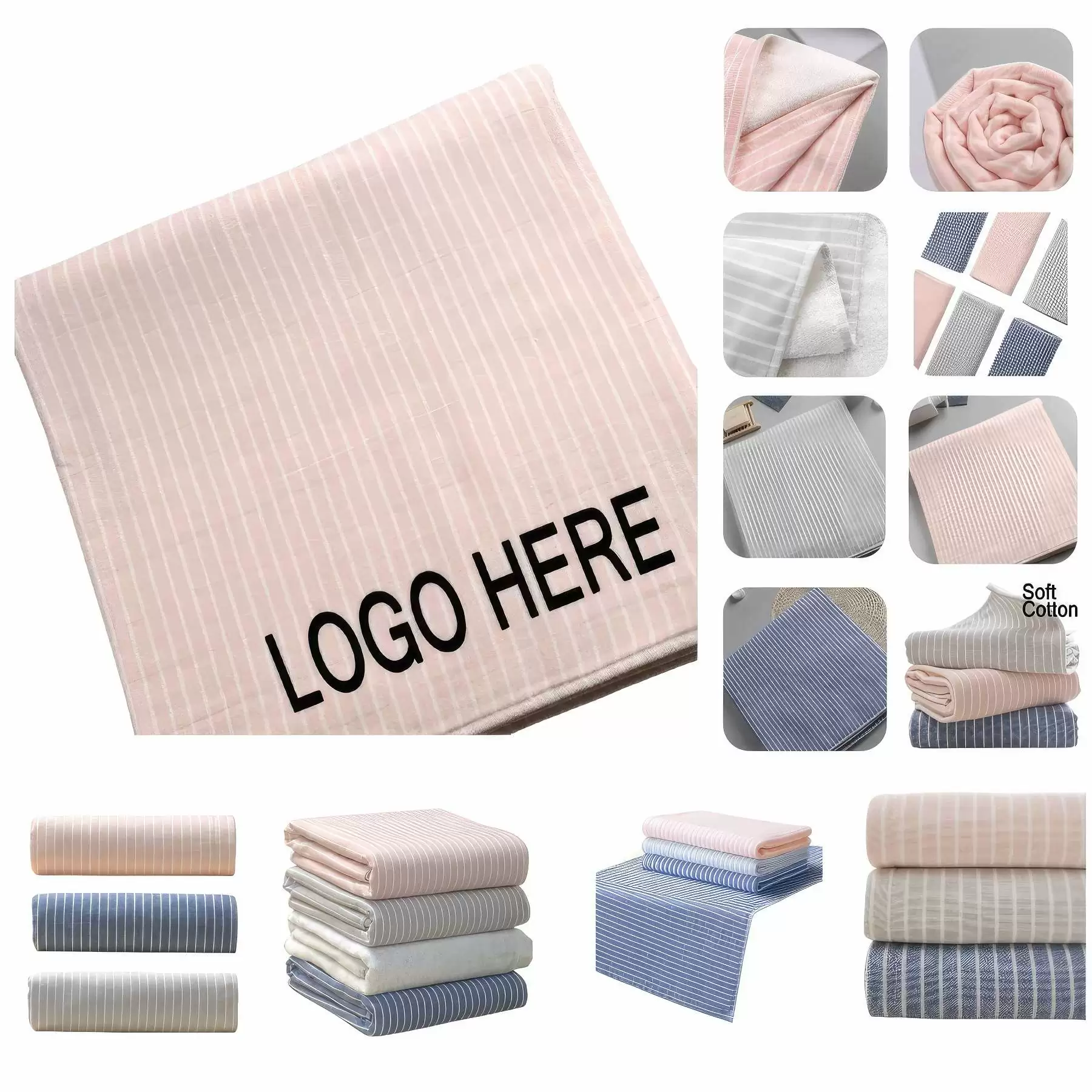 Custom Gift 100% Cotton Soft Striped Hand & Face Towel