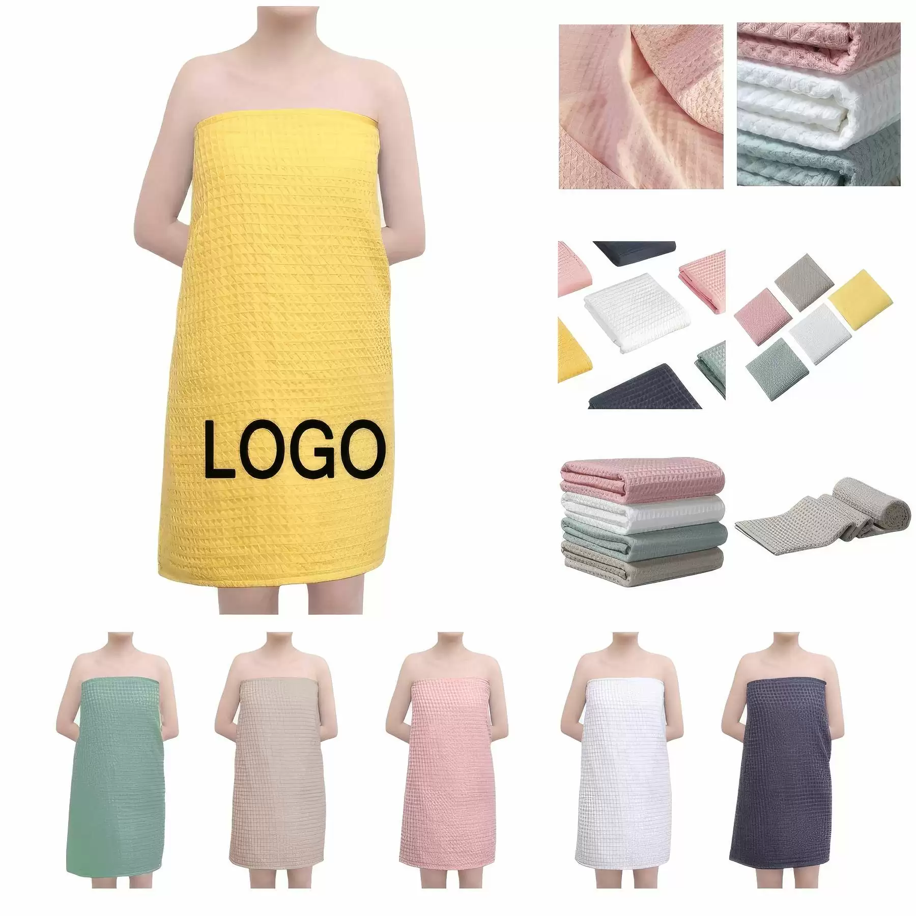 Custom Gift Soft 100% Cotton Waffle Weave Bath & Beach Towel