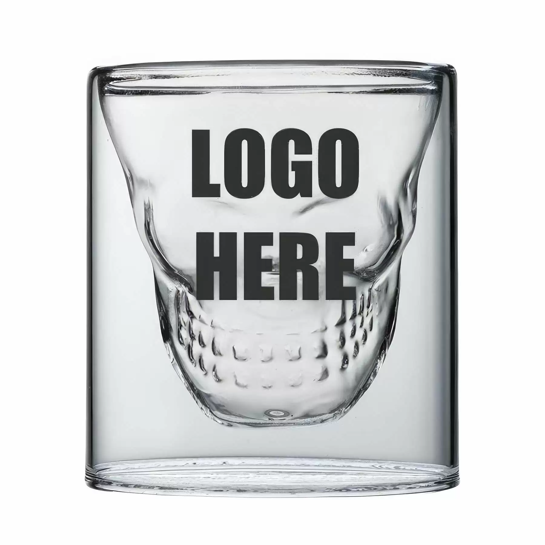 Custom 8.5 oz Double Layer Design Skull Whiskey Glass