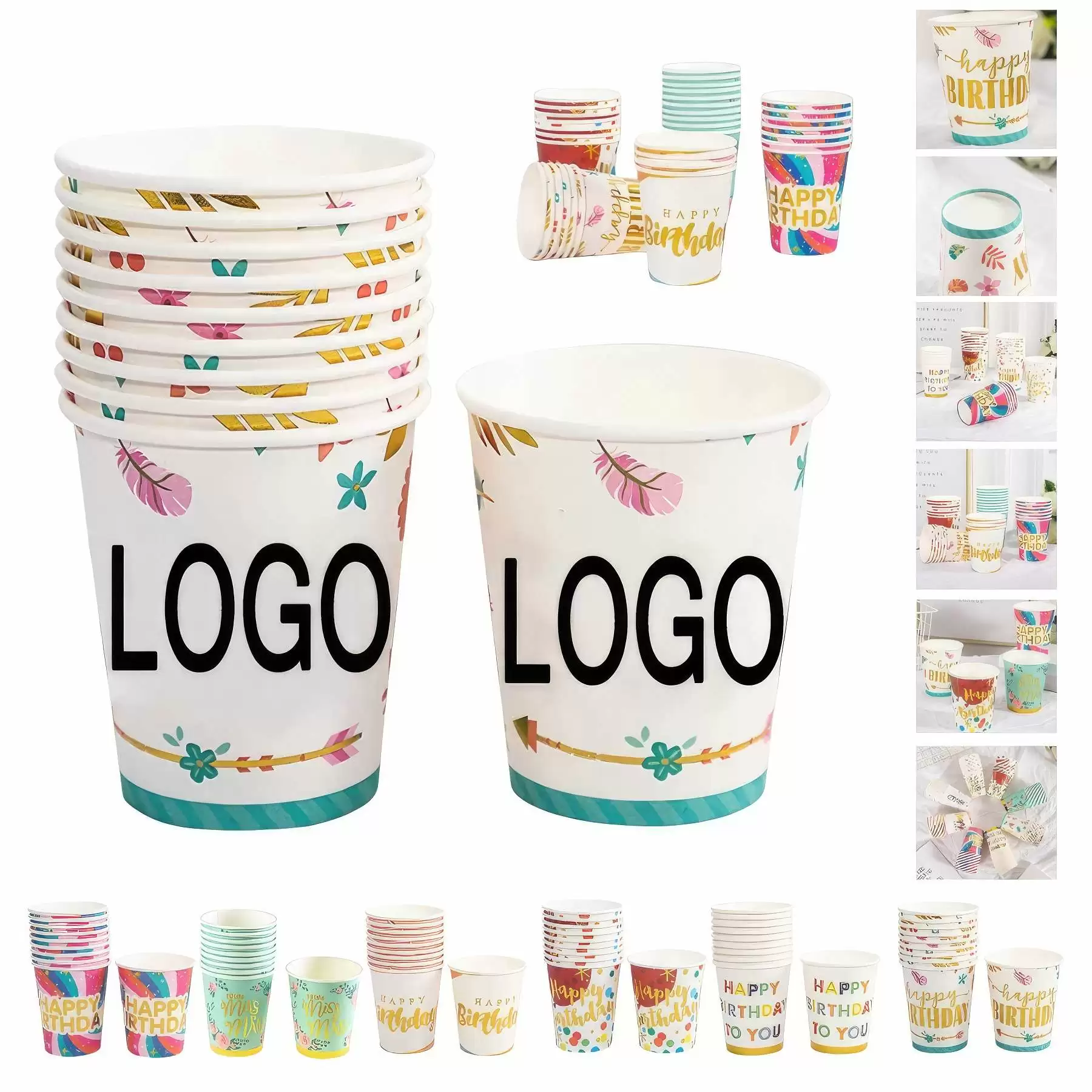 9 oz  Disposable Party Picnic Beverage Ice Cream Paper Cup