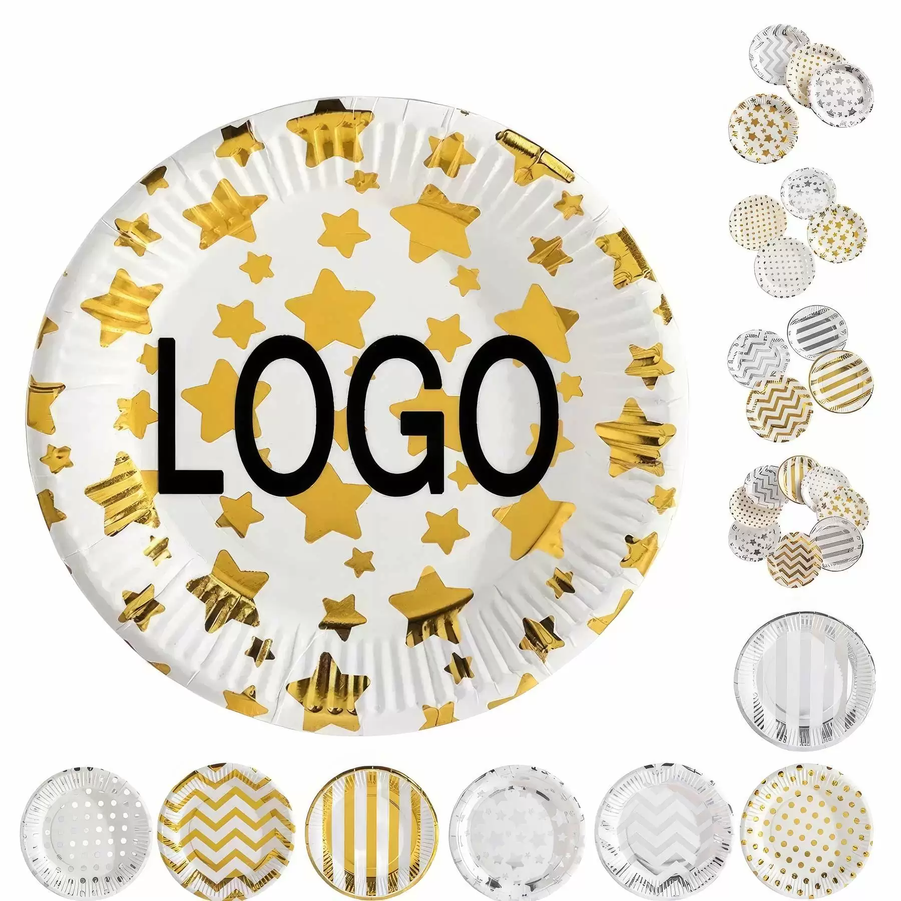 Custom 7" Disposable Party Picnic Salad Dessert Paper Plate
