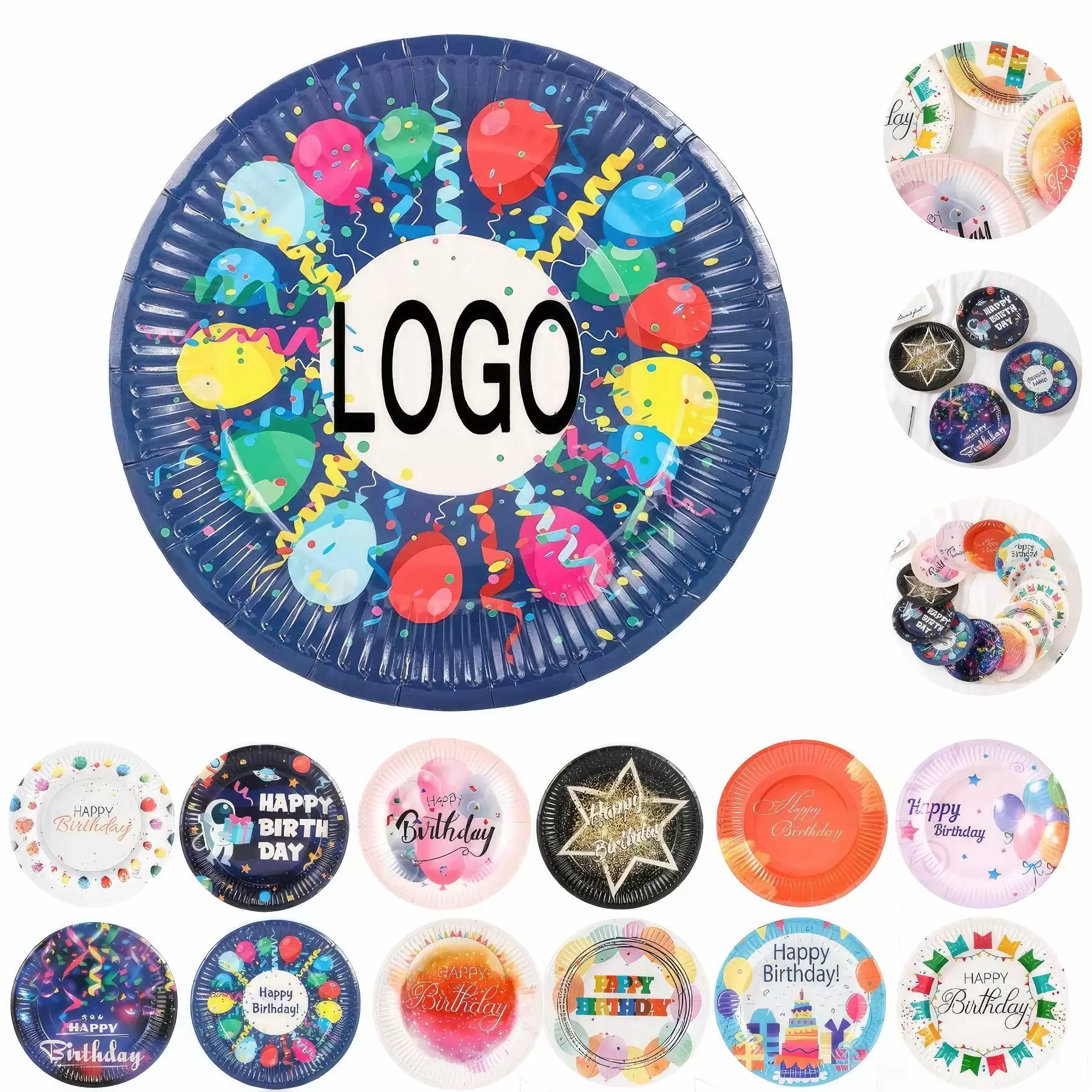 Custom 7" Disposable Party Picnic Salad Dessert Paper Plate