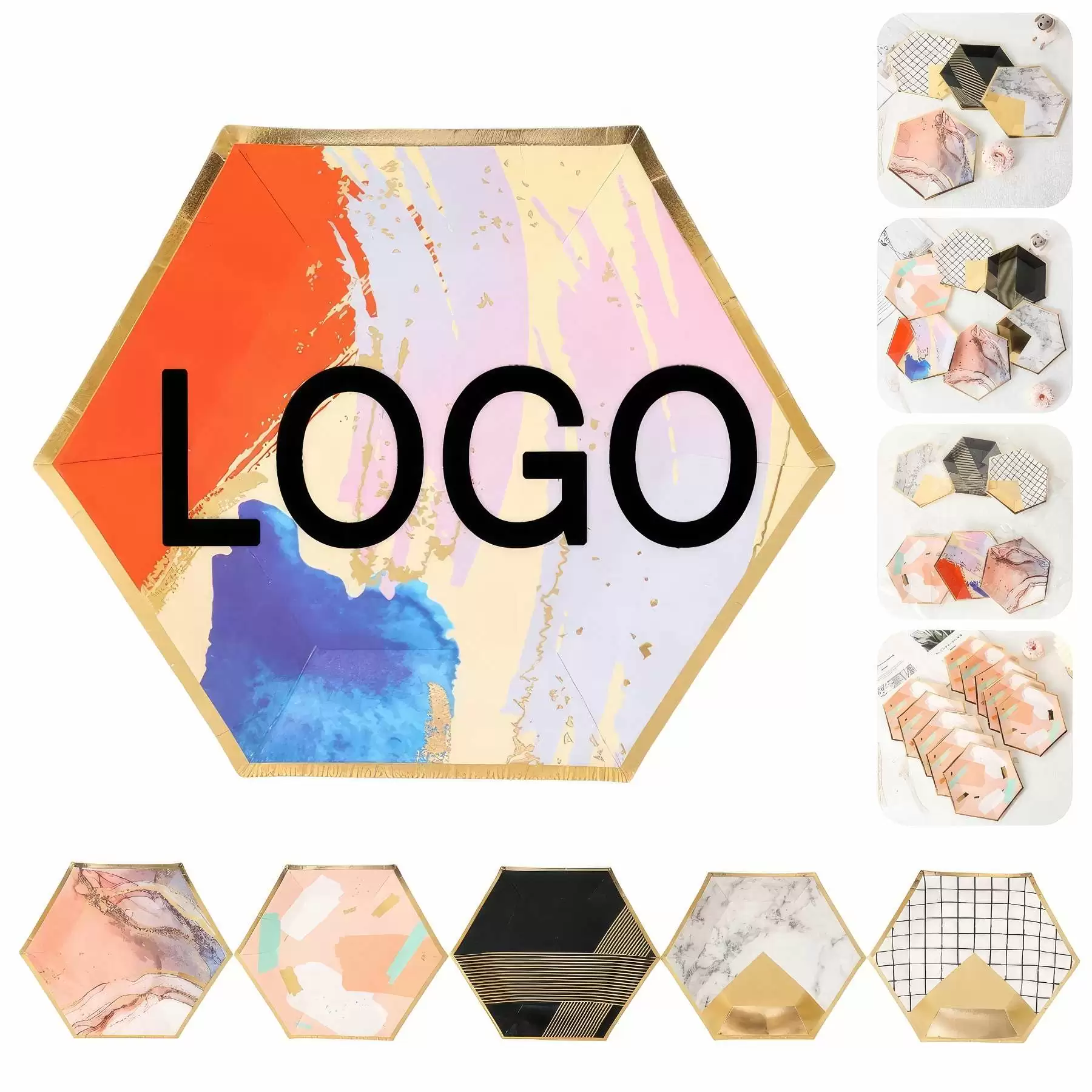 Disposable Party Picnic Salad Dessert Hexagon Paper Plate