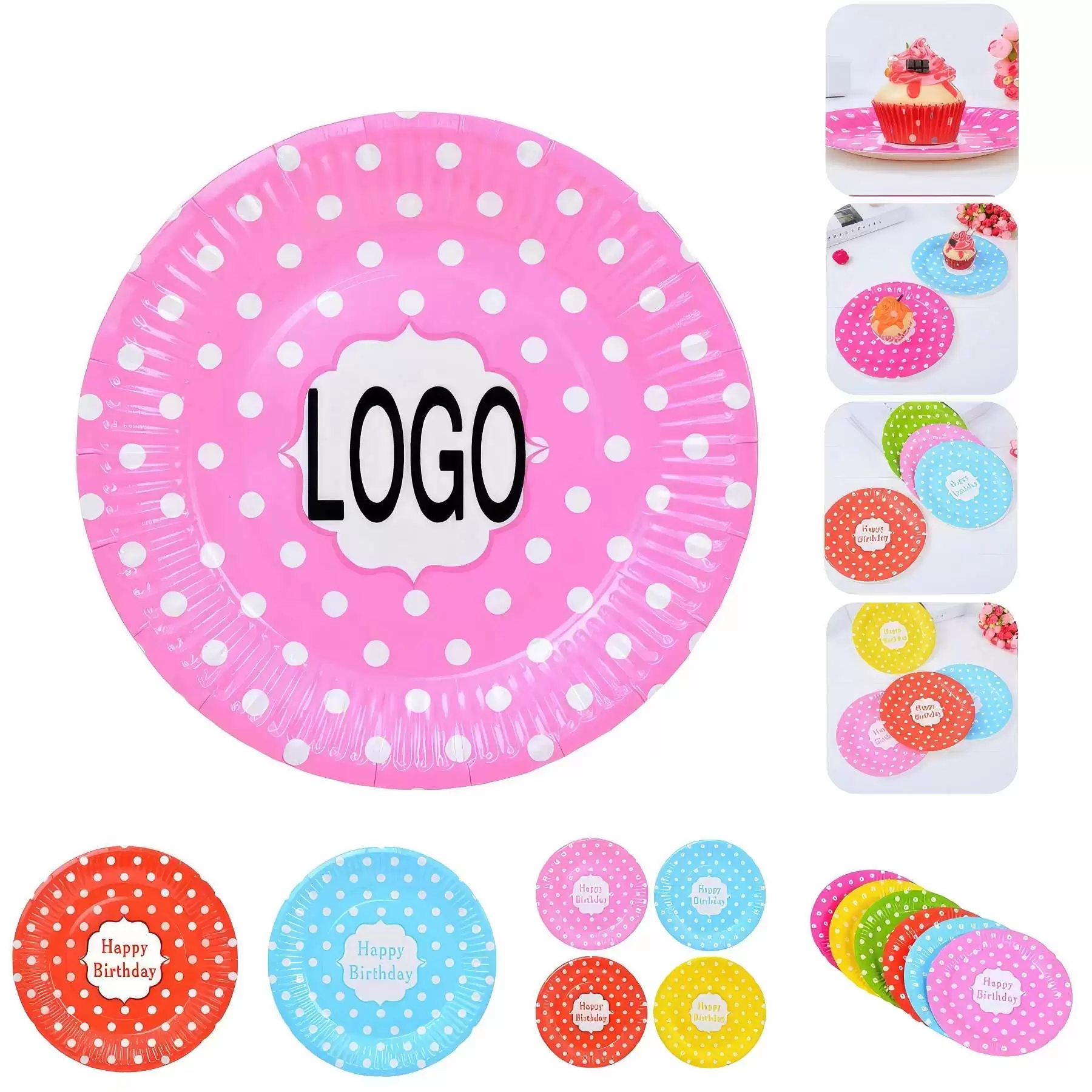 Custom 7" Disposable Party Picnic Salad Dessert Paper Plate