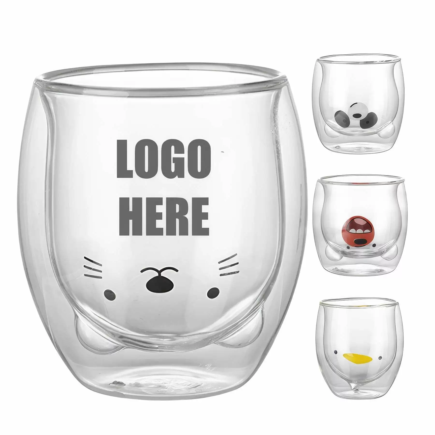 Custom 9 oz Double Wall Glass Mugs