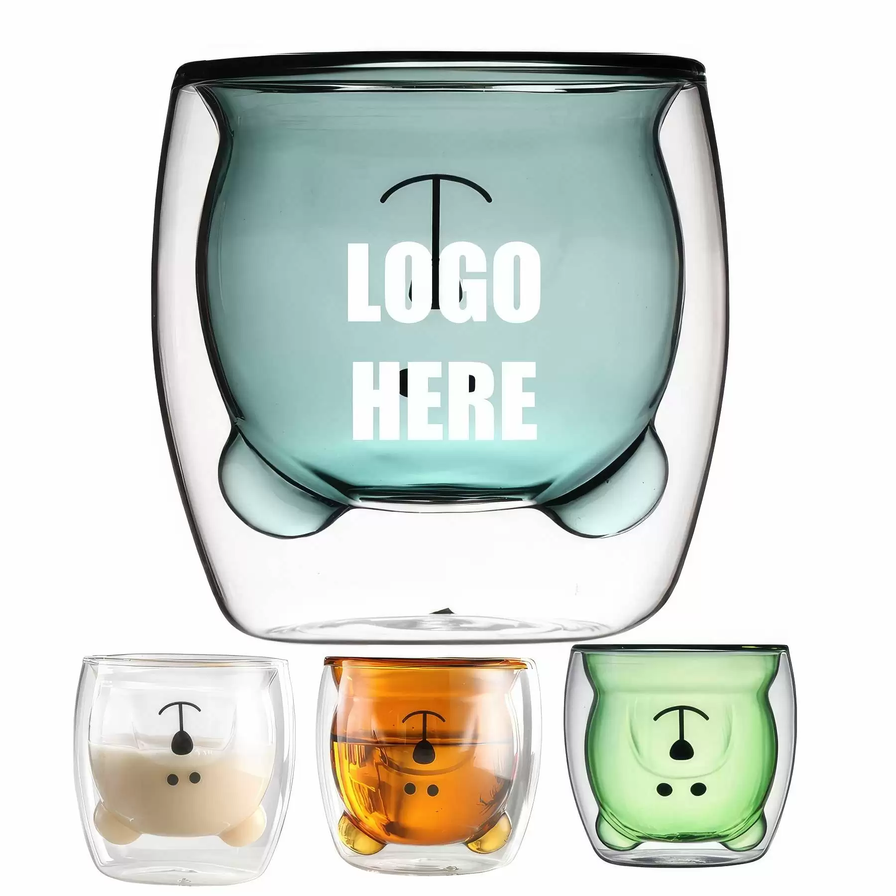 Custom 8.5 oz Double Wall Insulated Glass Cute Mugs