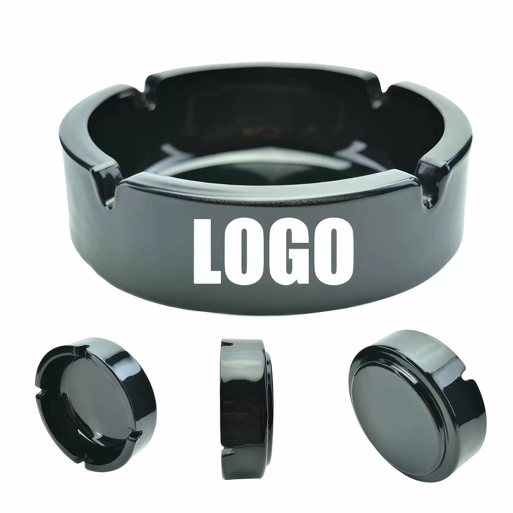 Custom Black Glass Ashtrays for Cigarettes