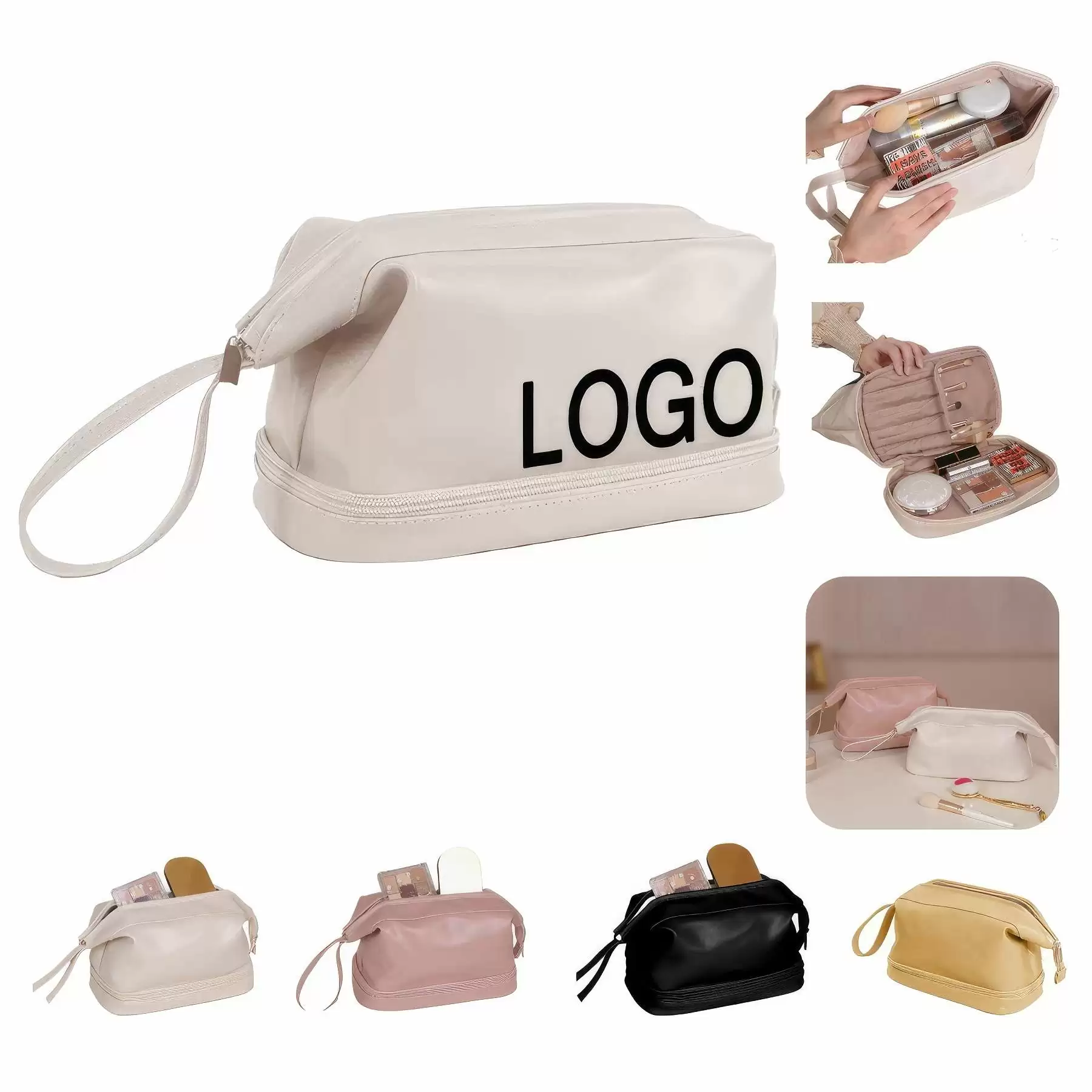 Custom Travel Makeup Organizer Pouch & Cosmetic Toiletry Bag