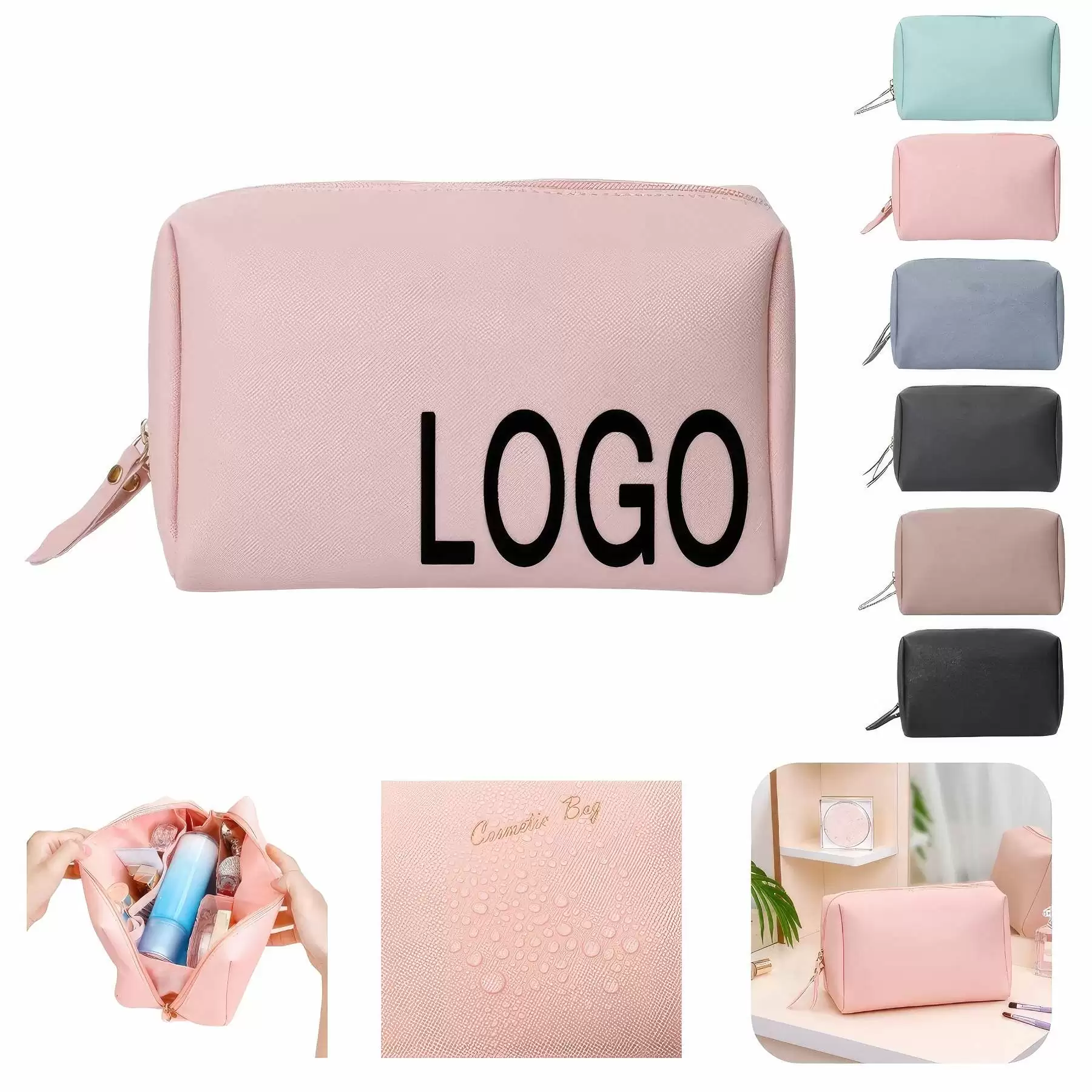 Custom Travel Makeup Organizer Pouch & Cosmetic Toiletry Bag Small: 6.69" x 3.15" x 4.73"