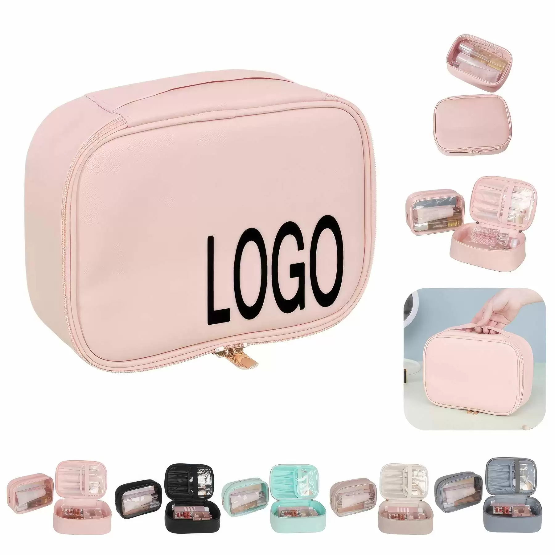 2 in 1 Custom Travel Toiletry Bag Makeup Cosmetic Organizer