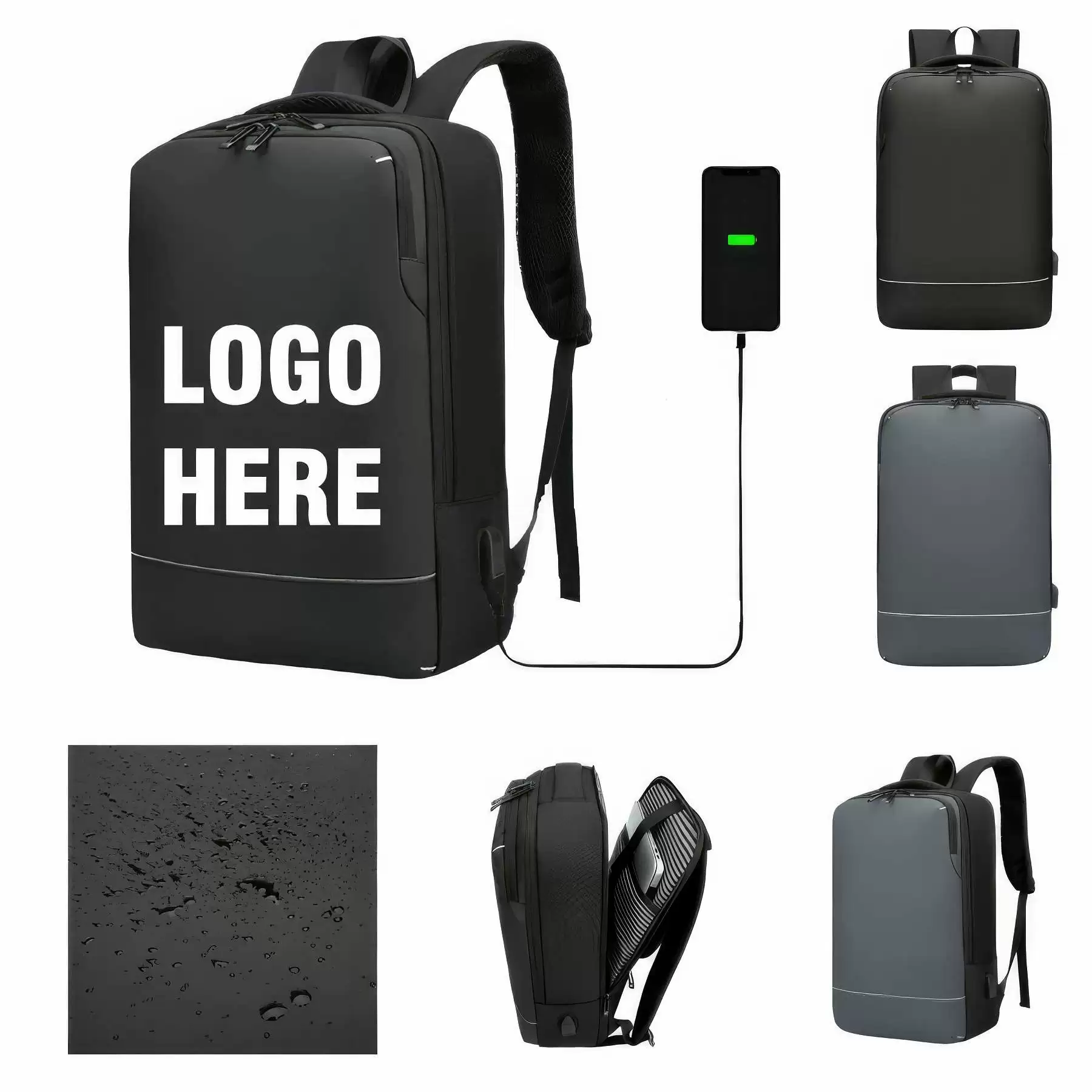 Custom Waterproof Laptop Backpack with USB Charging Port