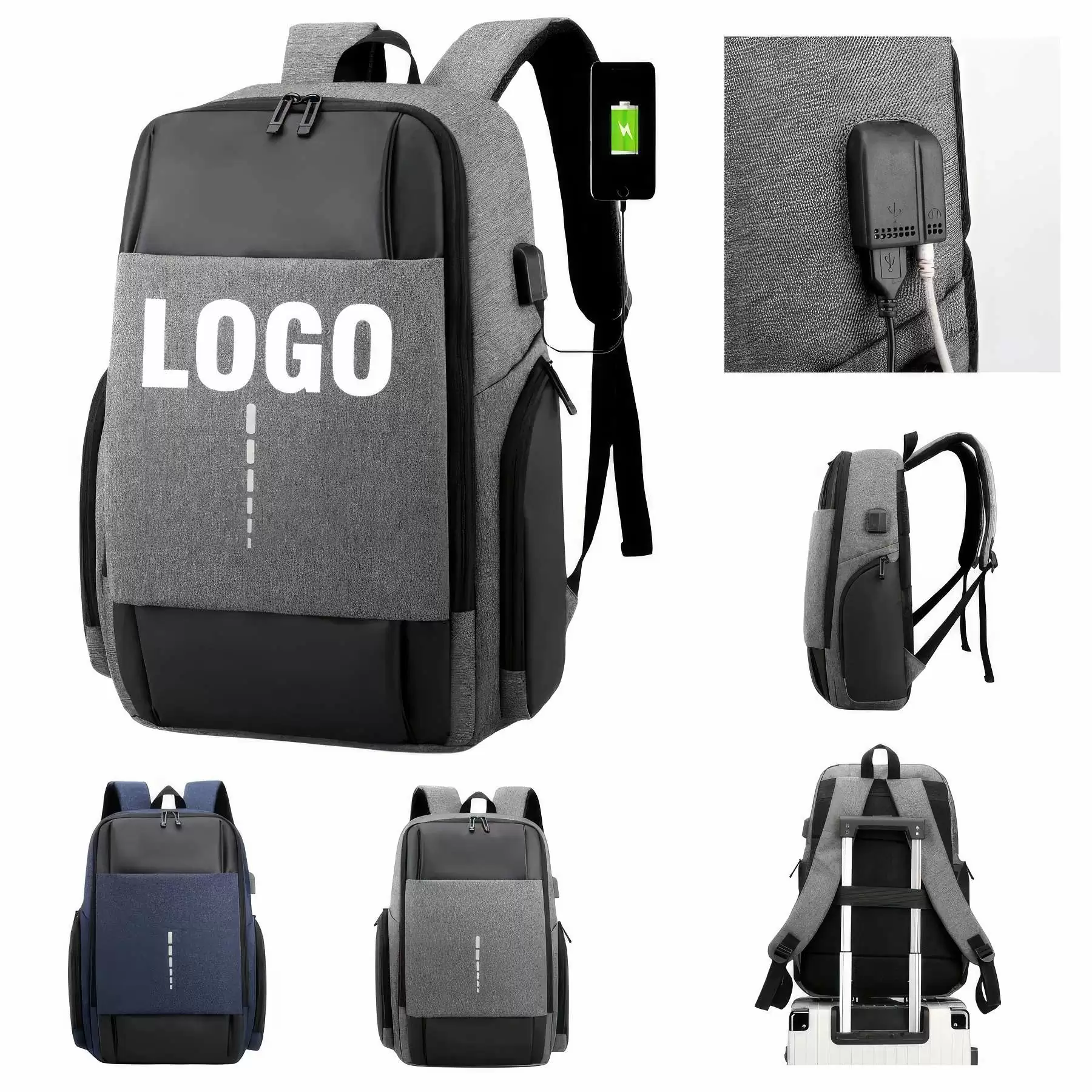 Custom Waterproof Laptop Backpack with USB Charging Port