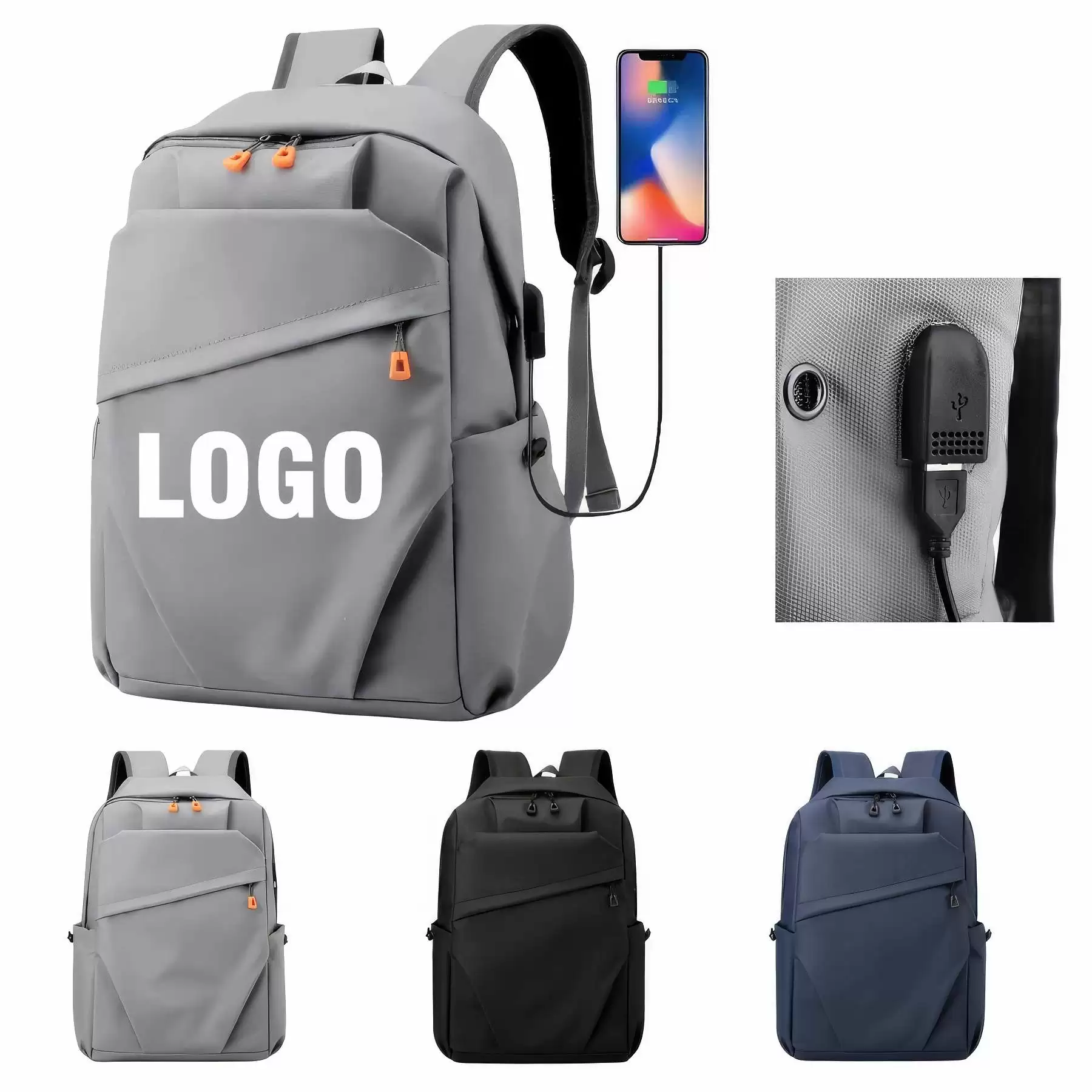 Custom Waterproof Laptop Backpack with USB Charging Port