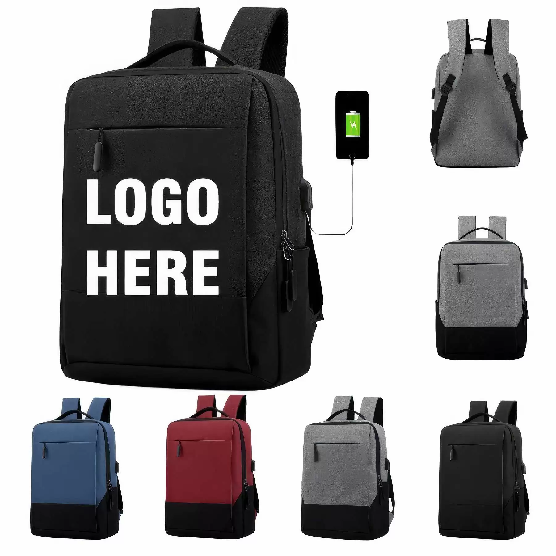 Custom Waterproof Laptop Backpack with USB Charging Port