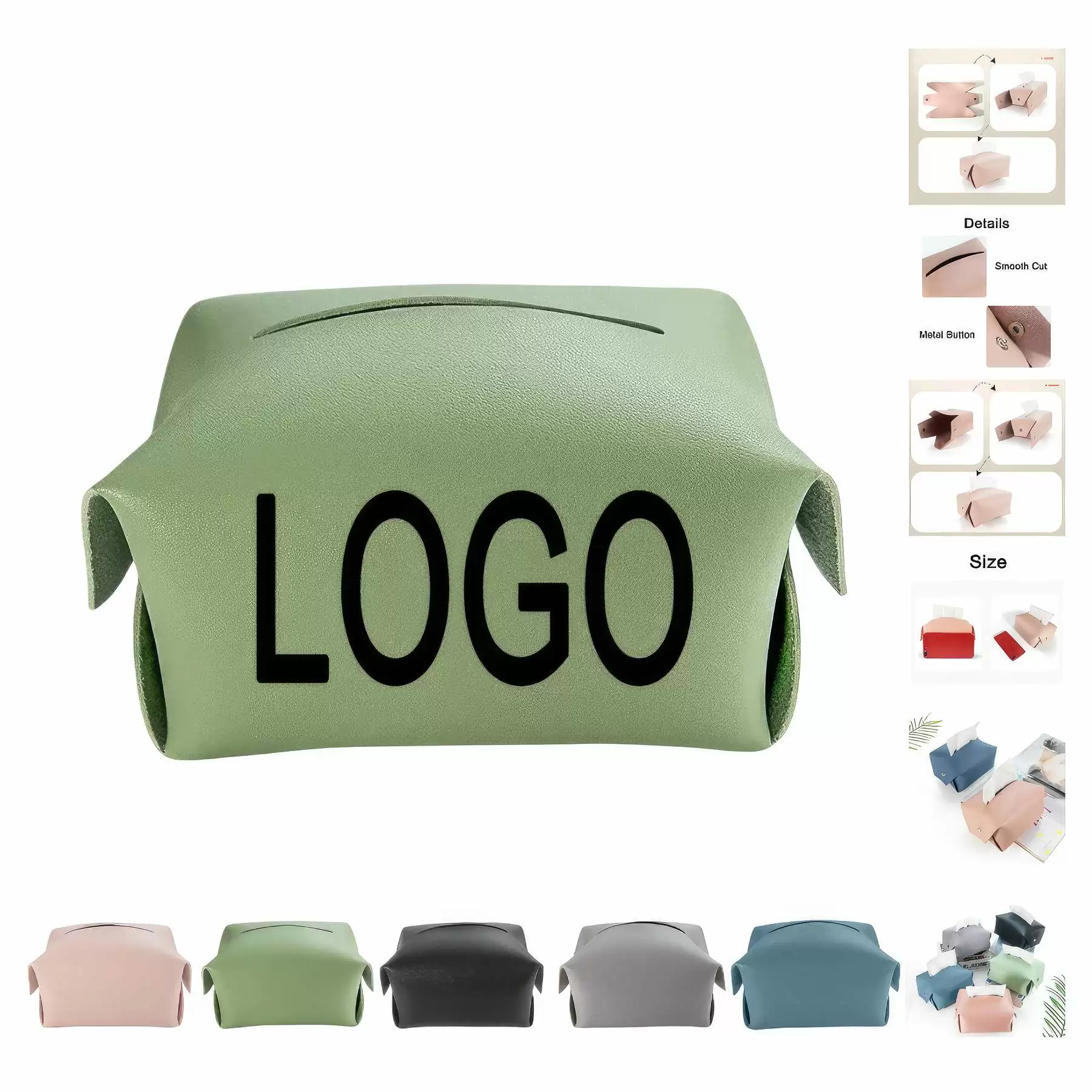 Foldable PU Leather Car Napkin Case & Restaurant Tissue Box